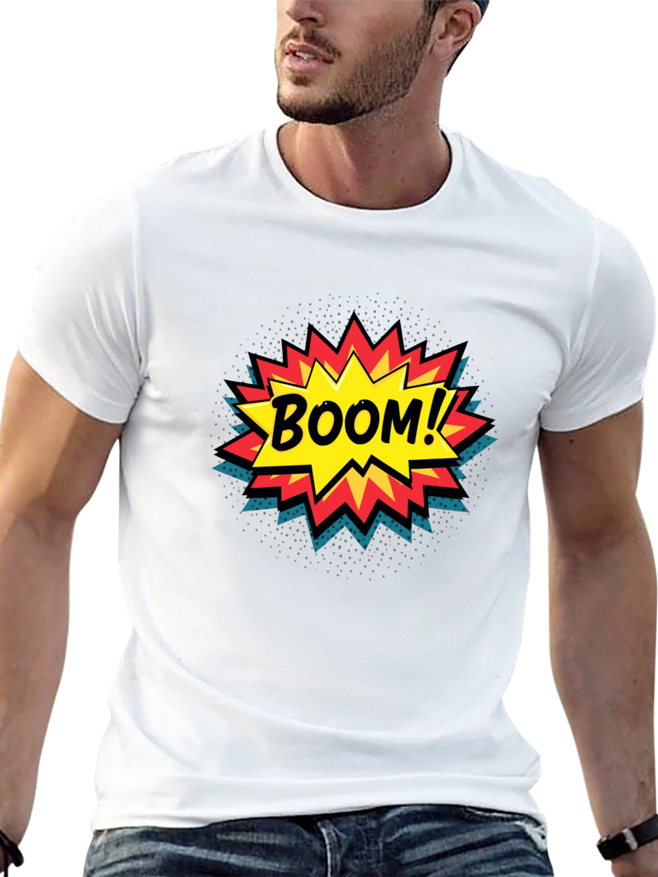 Black Boom! Comic Book Graphic Print Black T-Shirt view 13