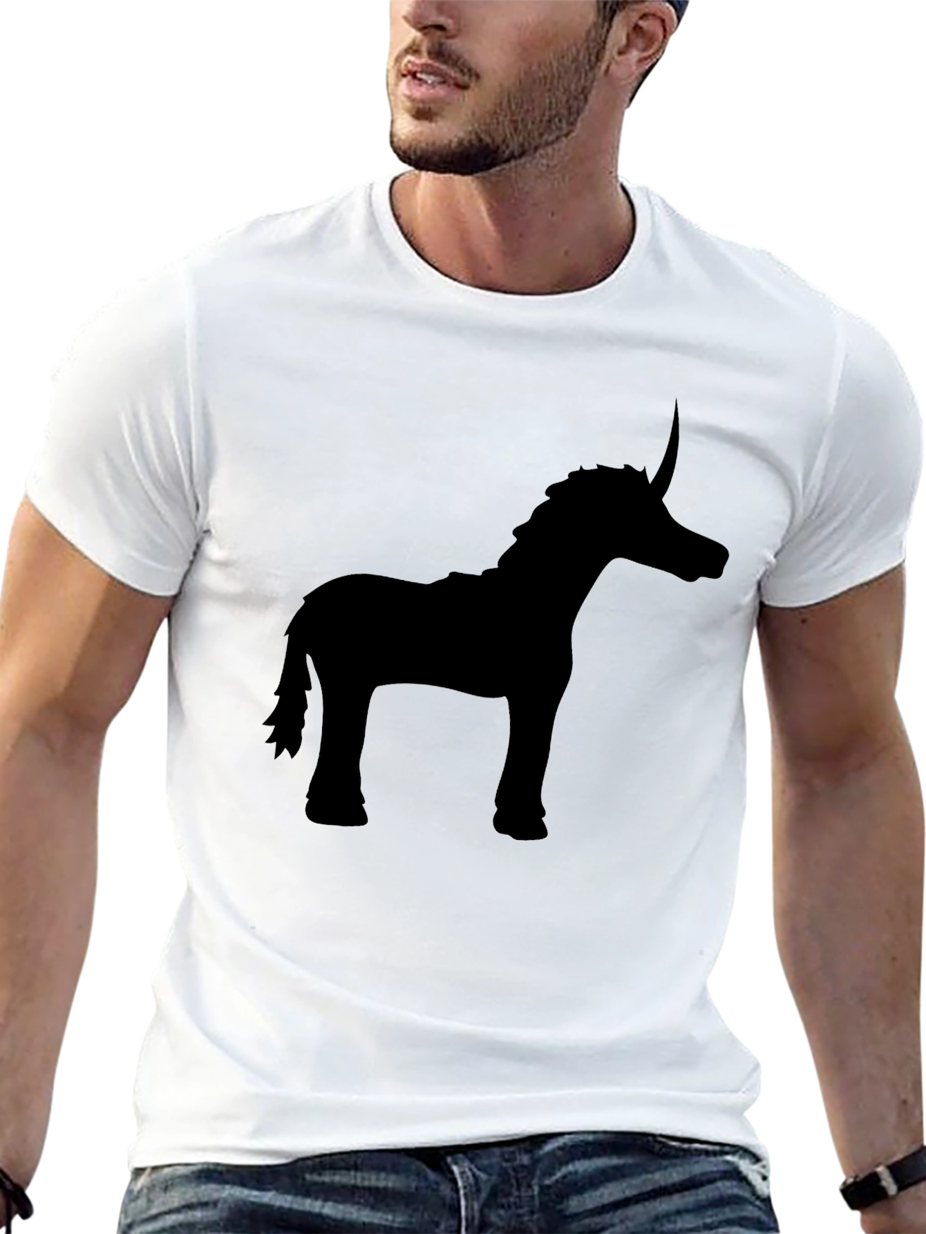 Black Unicorn Silhouette Black T-Shirt - Stylish Men's Tee view 13