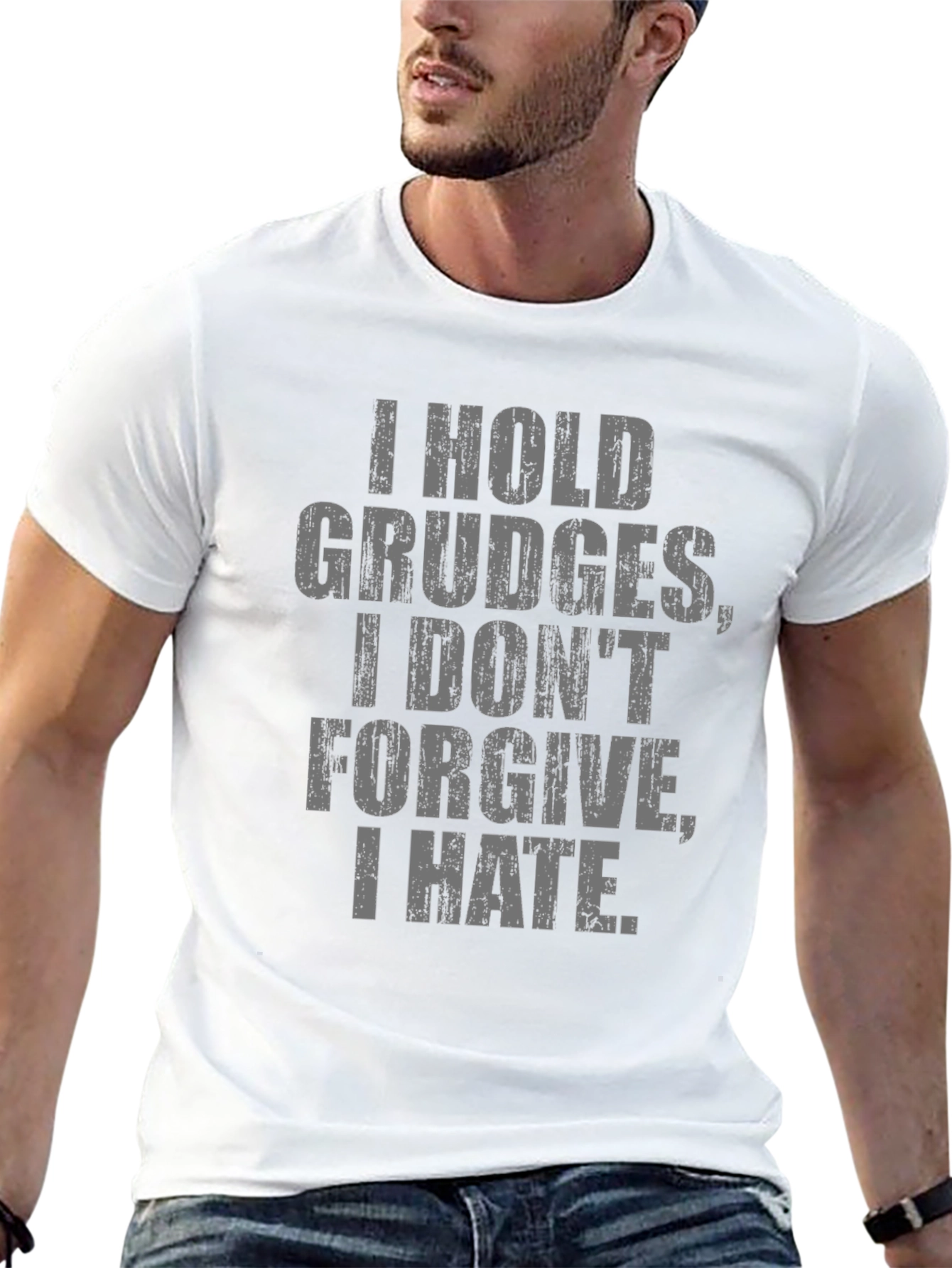 Black I Hold Grudges Slogan Tee - Men's Black T-Shirt view 13
