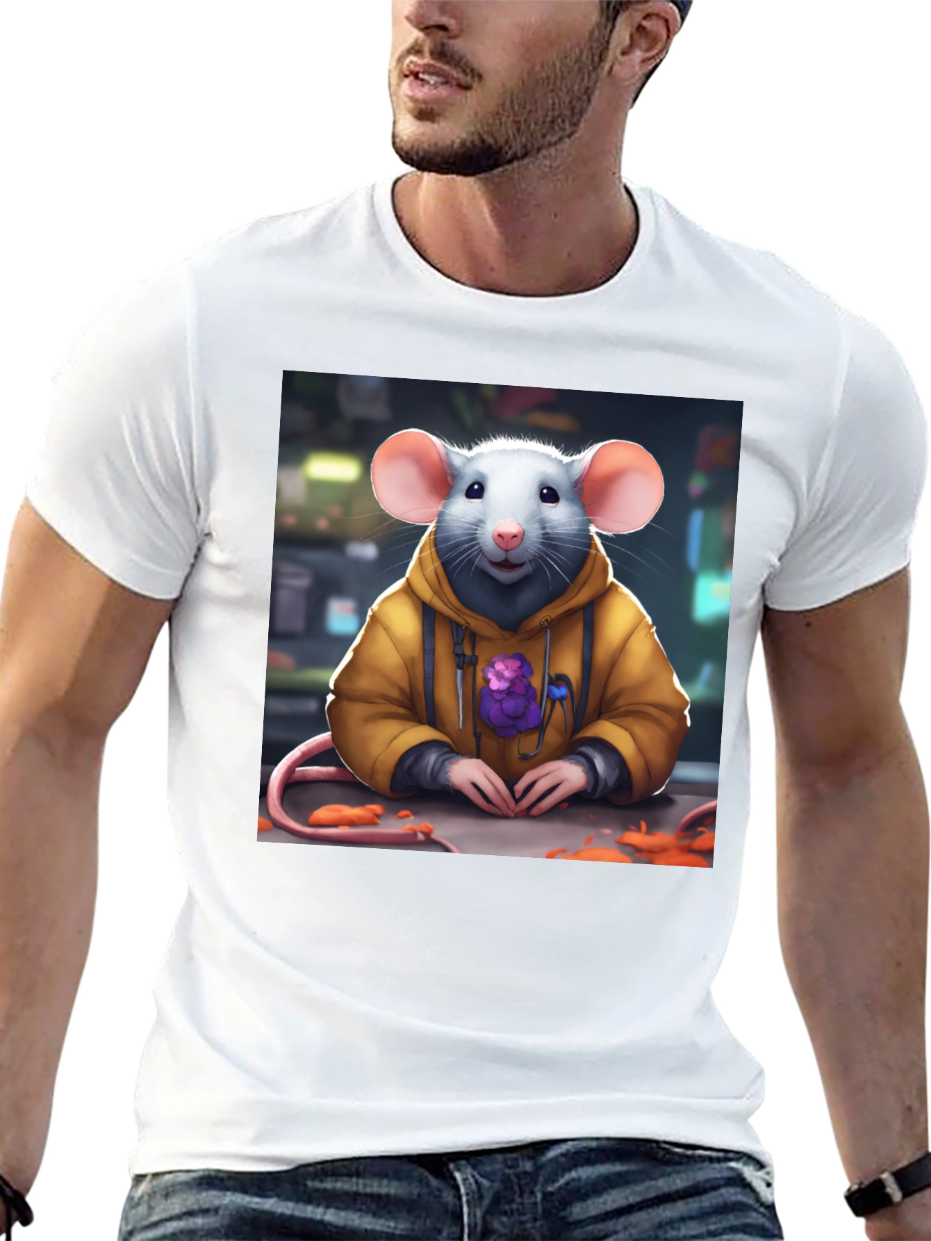 Black Rat in Hoodie T-Shirt - Unique Graphic Tee view 13