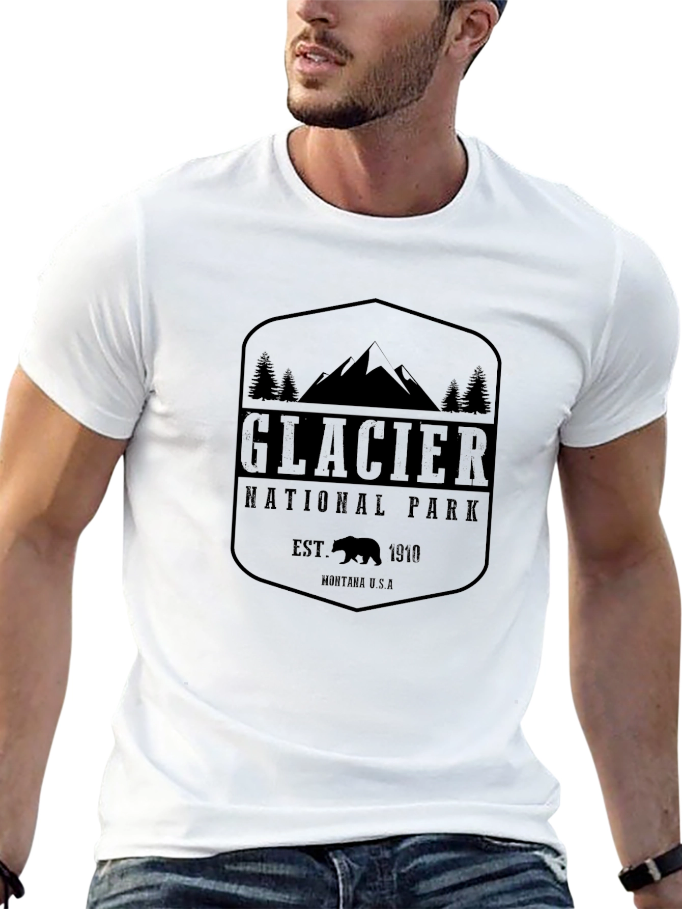Glacier National Park Black T-Shirt - 13