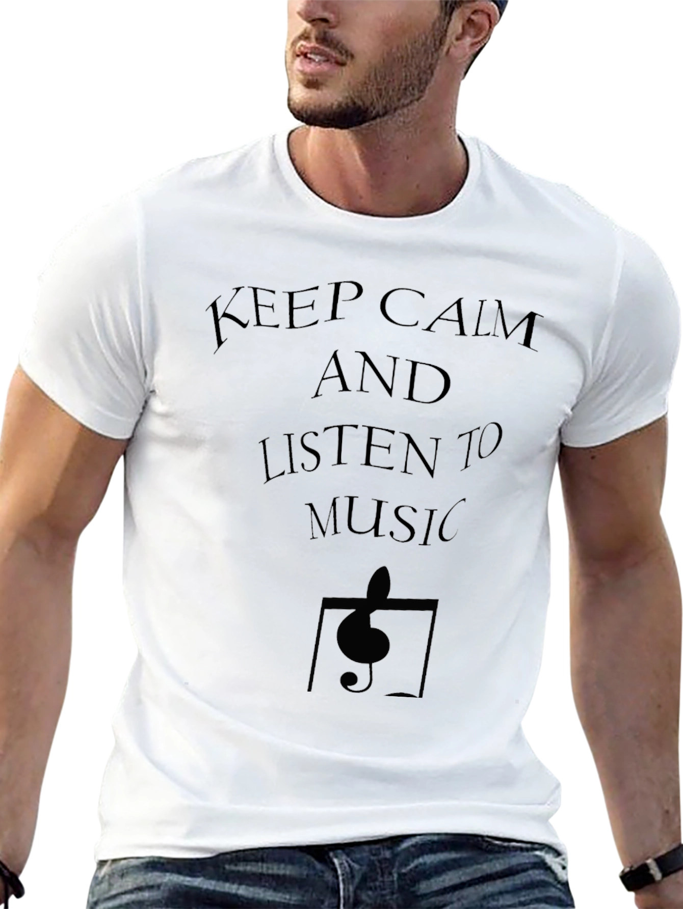 Black Keep Calm and Listen to Music T-Shirt view 13