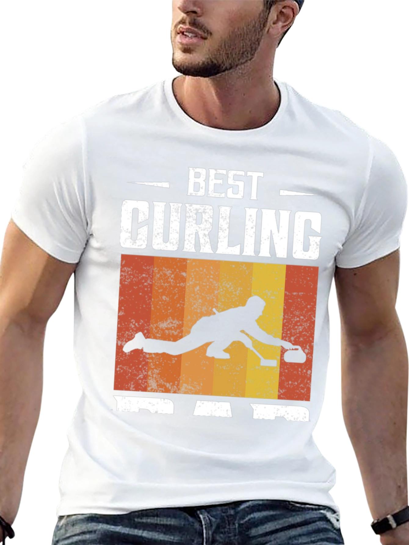 Black Best Curling Dad T-Shirt Black Graphic Tee view 13