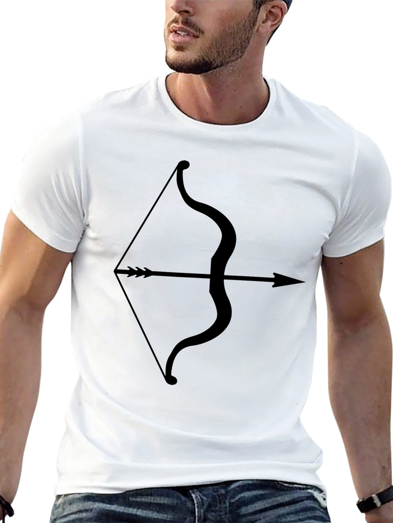 Black Archer Graphic Tee - Black Cotton Bow & Arrow T-Shirt view 13