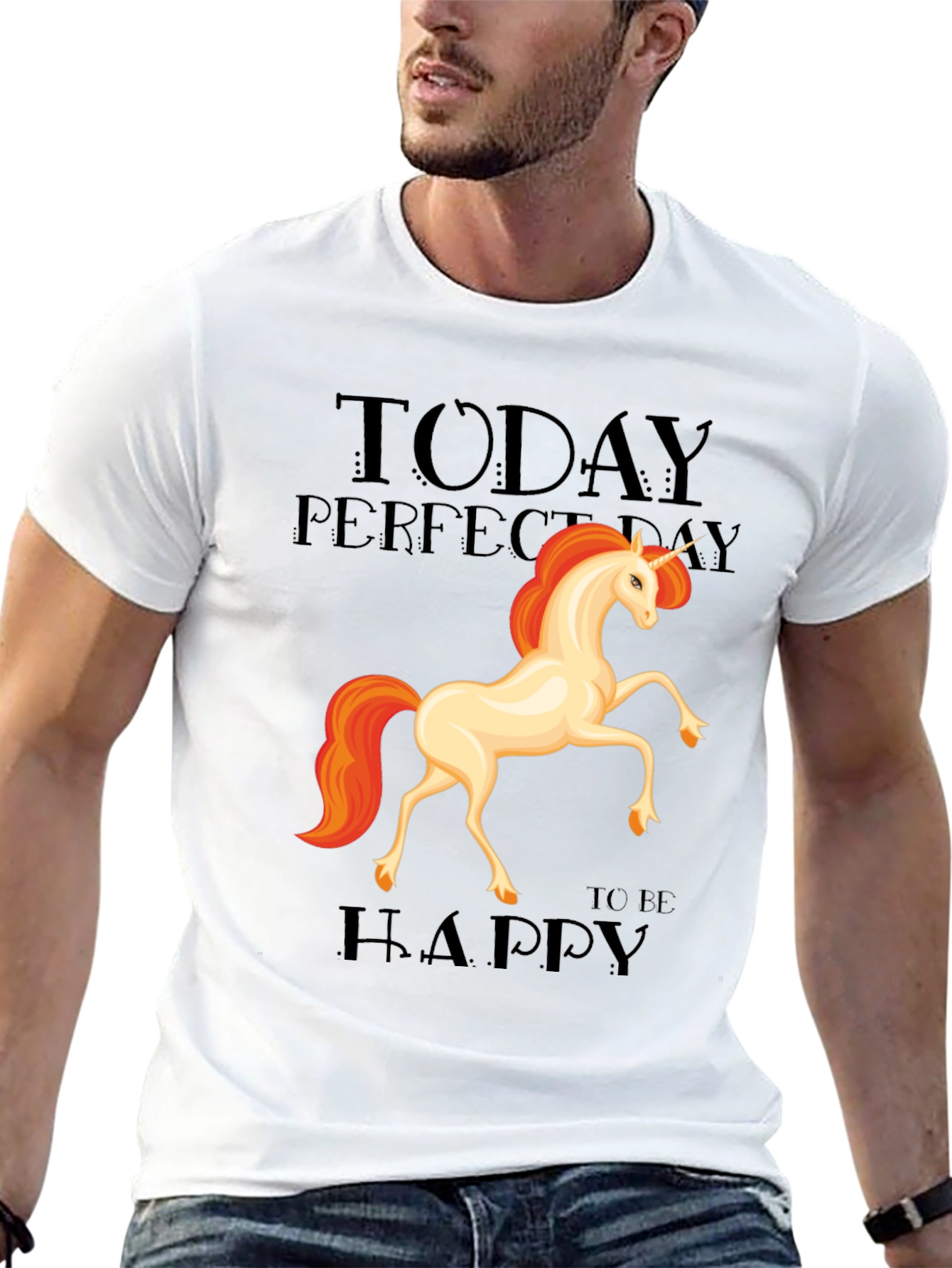 Black Unicorn Graphic Tee - Today Perfect Day To Be Happy T-Shirt view 13