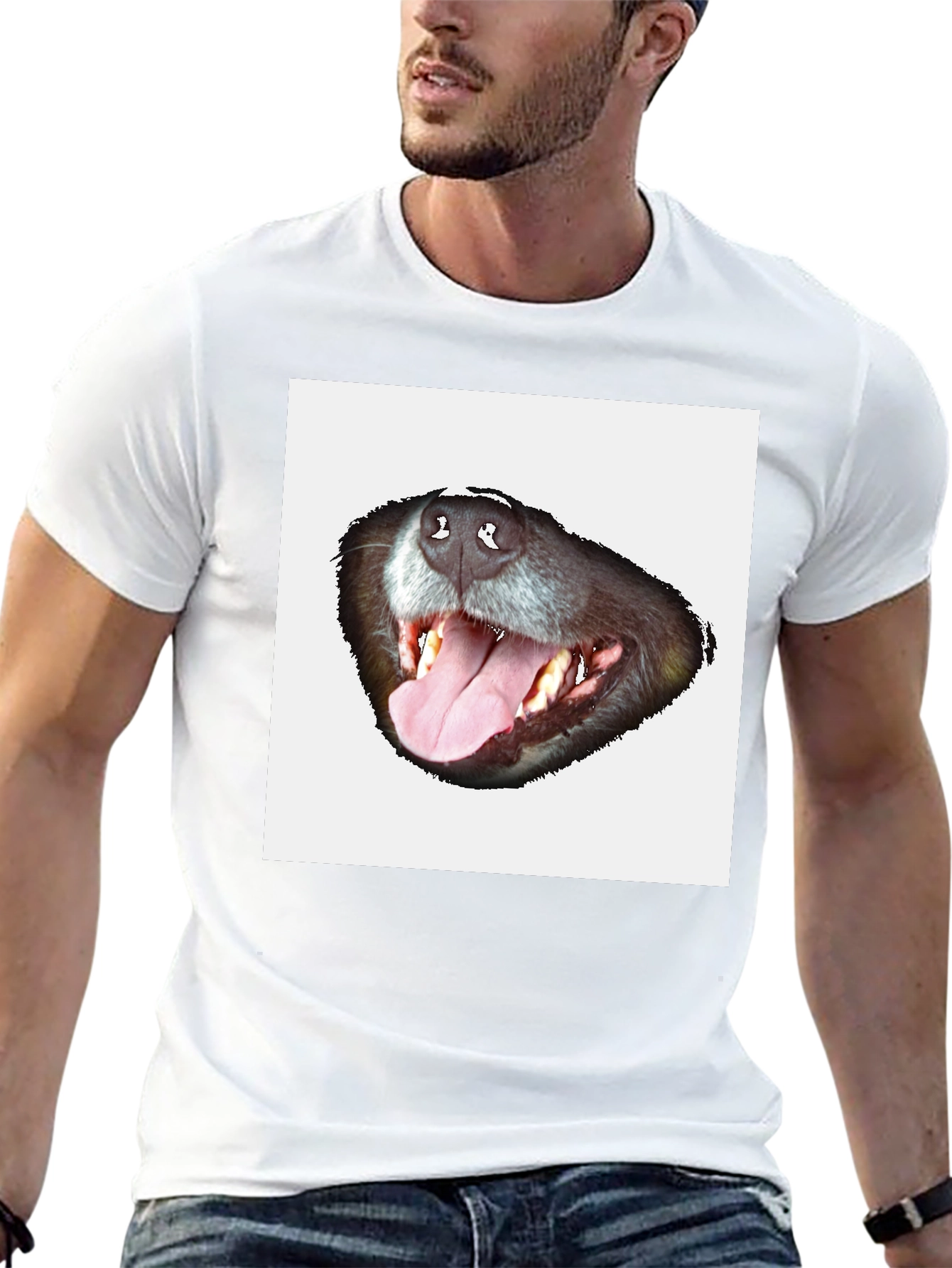 Black Funny Dog Face Graphic Black T-Shirt view 13