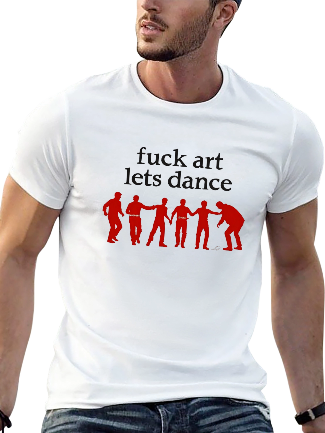 Black Funny F*ck Art Let's Dance Graphic T-Shirt view 13