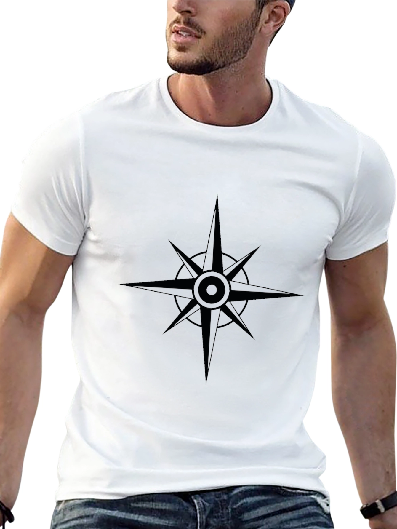 Black Black Compass Star Graphic Tee - Stylish Unisex Shirt view 13