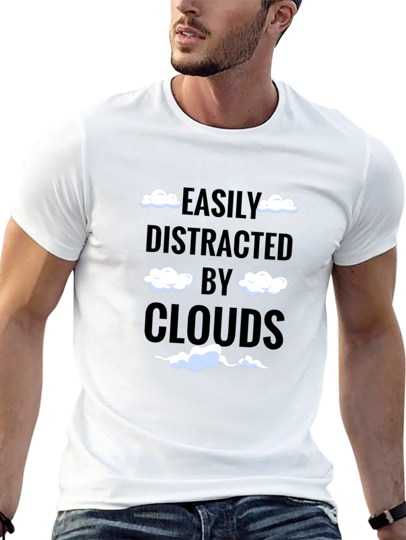 Black Easily Distracted by Clouds T-Shirt Funny Cloud Lover Tee view 13