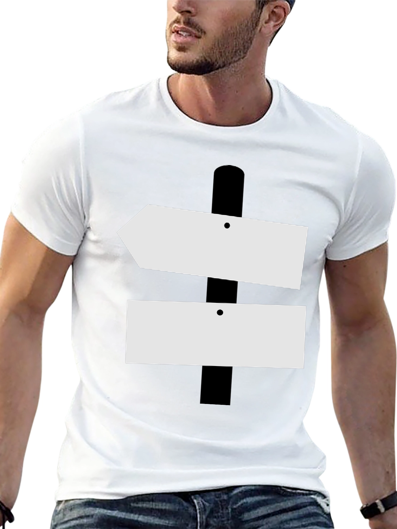 Black Directional Sign T-Shirt - Novelty Graphic Tee view 13