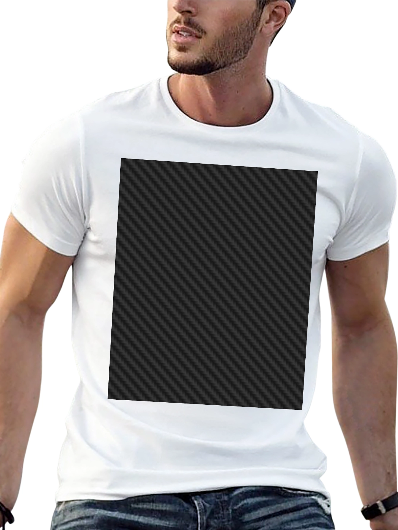 Black Black Carbon Fiber Patterned Tee Shirt view 13