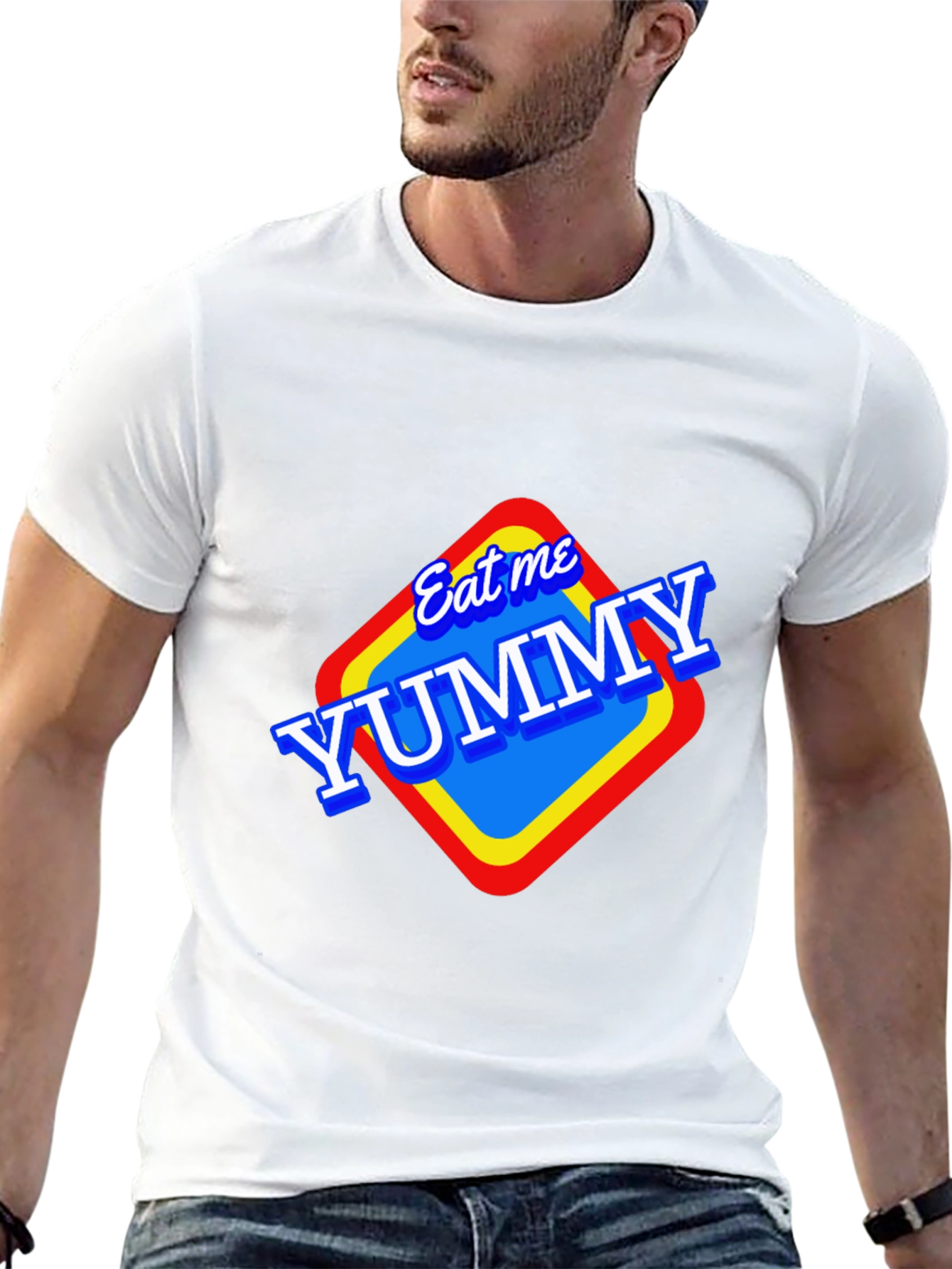 Black Eat Me Yummy Graphic Tee - Black Unisex T-Shirt view 13