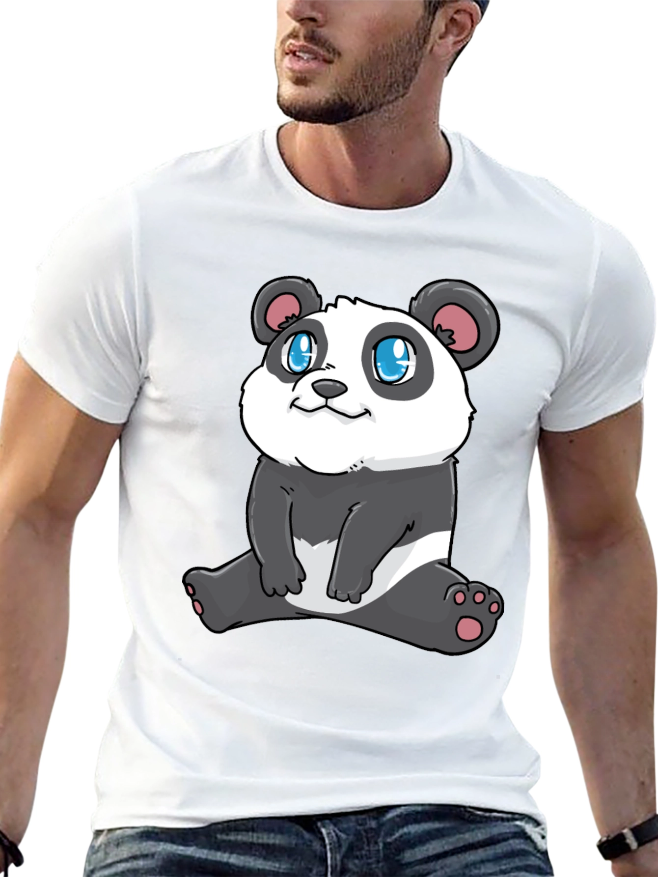 Black Cute Panda Graphic Tee - Stylish Black T-Shirt view 13