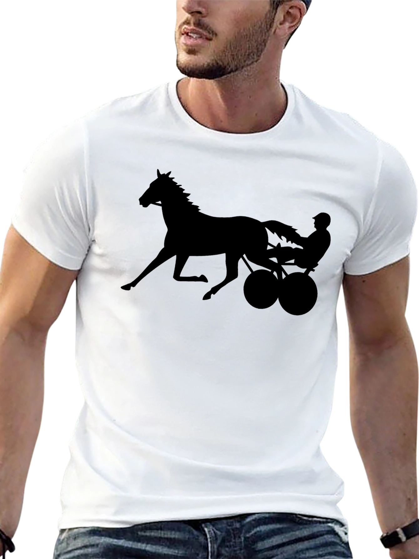 Black Horse and Cart Silhouette Tee - Black view 13