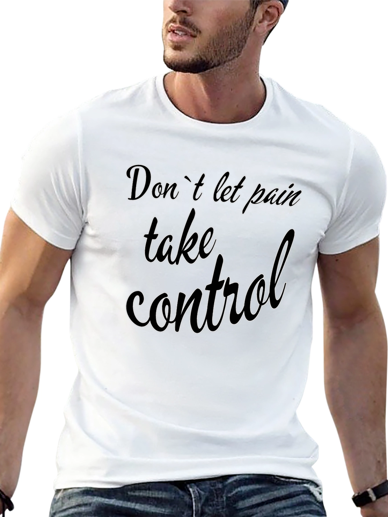 Black Inspirational Graphic Tee - Don't Let Pain Control view 13