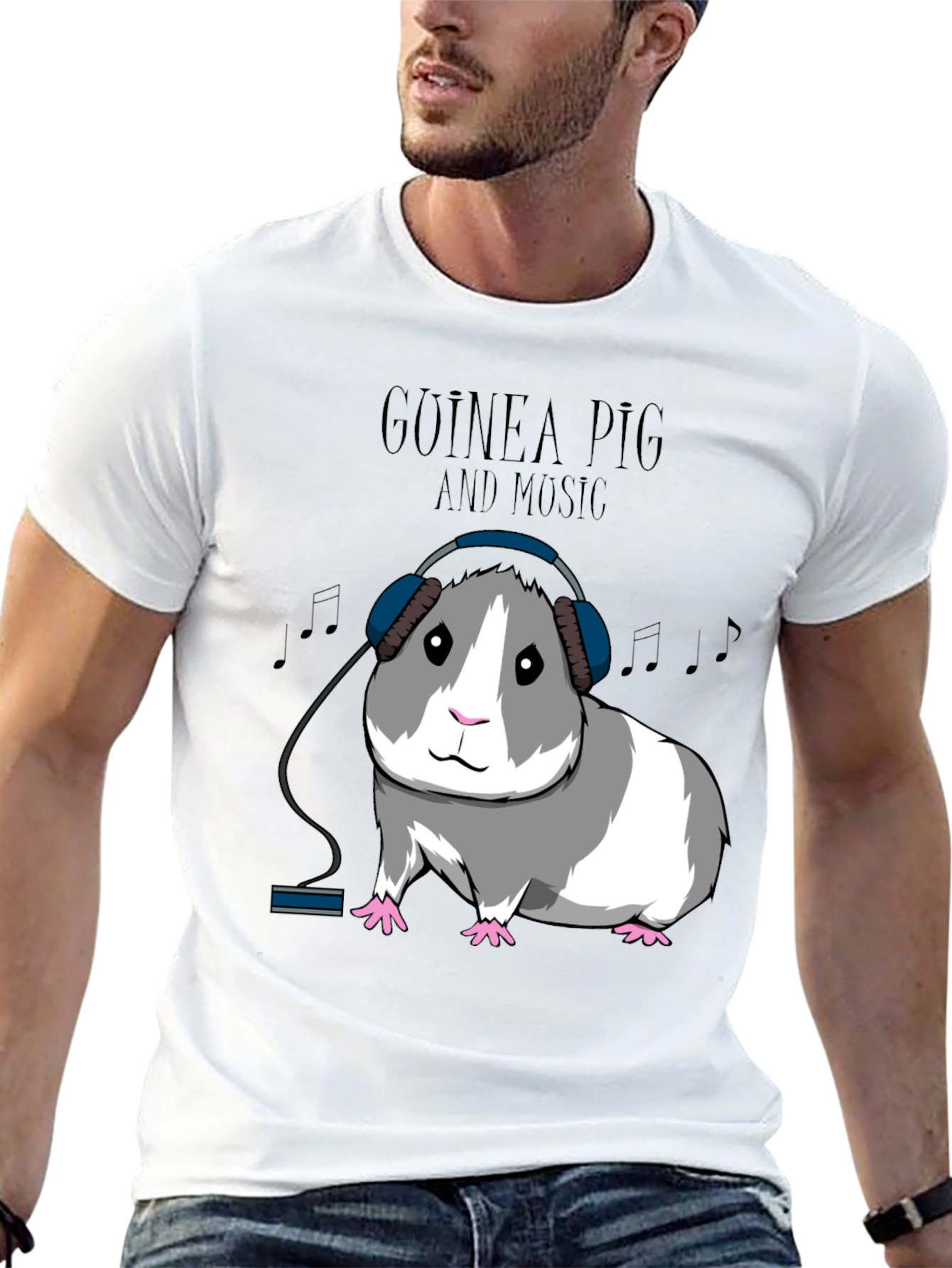 Black Guinea Pig Music T-Shirt view 13