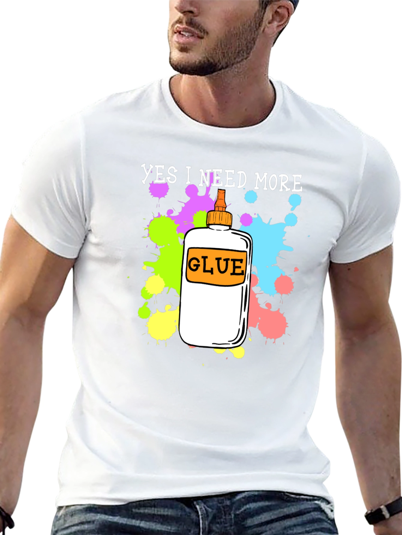 Black Yes I Need More Glue T-Shirt - Arts & Crafts Apparel view 13
