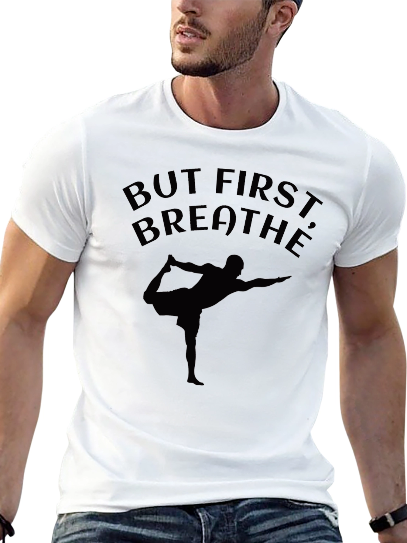 Black But First Breathe Yoga T-Shirt view 13