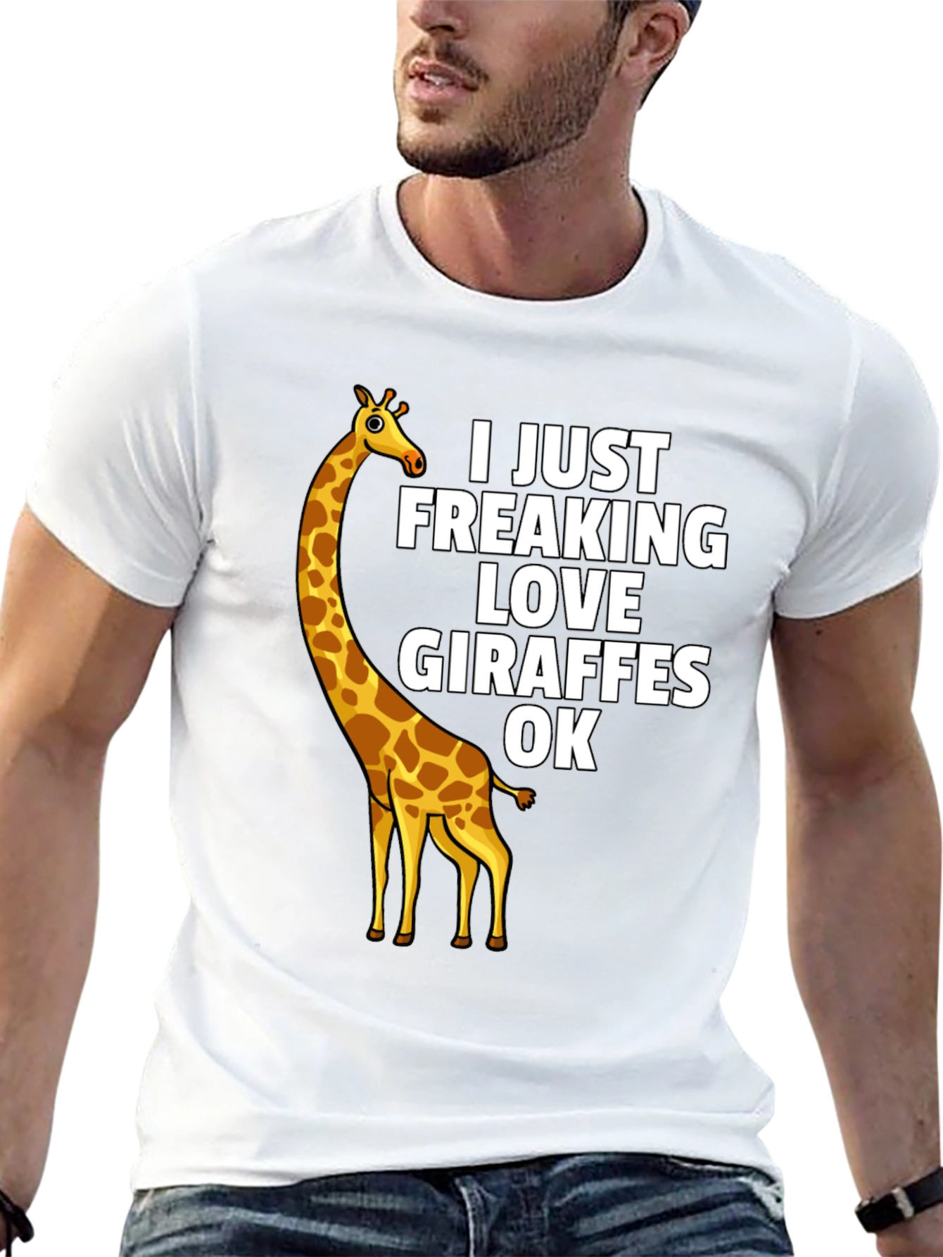 Black I Just Freaking Love Giraffes OK - Graphic T-Shirt view 13
