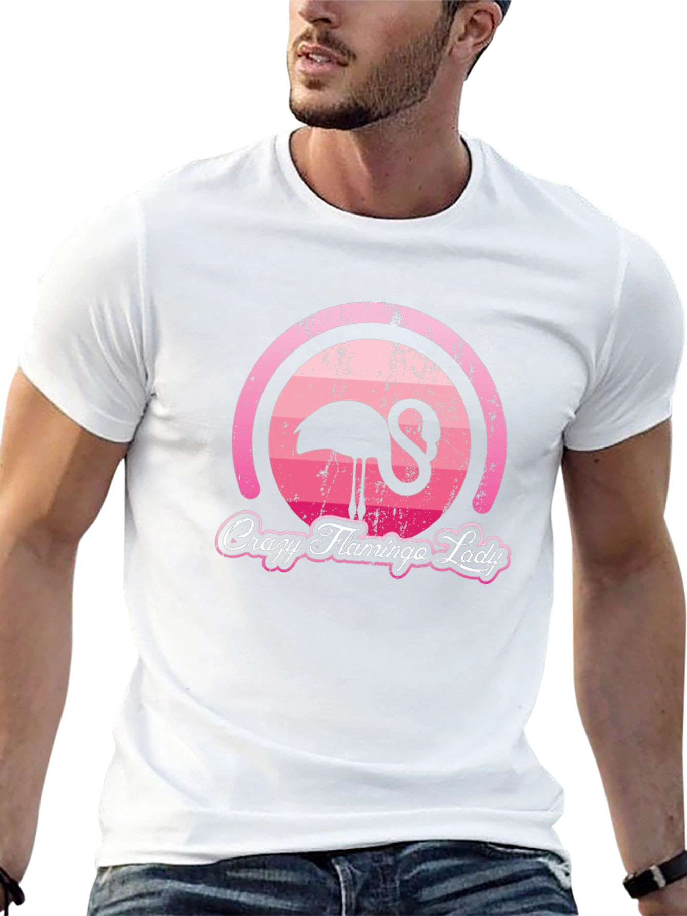 Black Crazy Flamingo Lady Graphic T-Shirt view 13