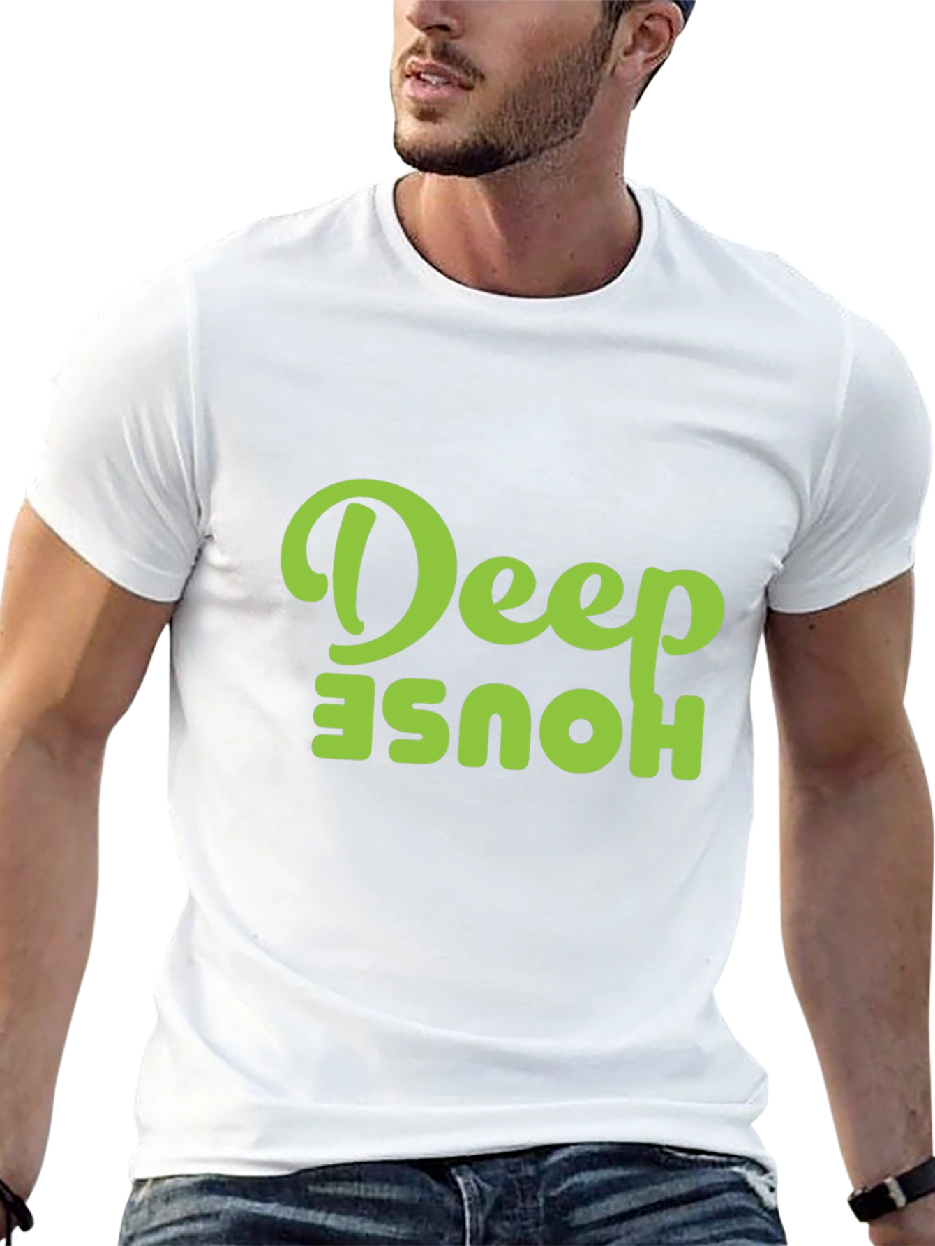 Black Deep House Graphic Tee - Black Cotton T-Shirt view 13