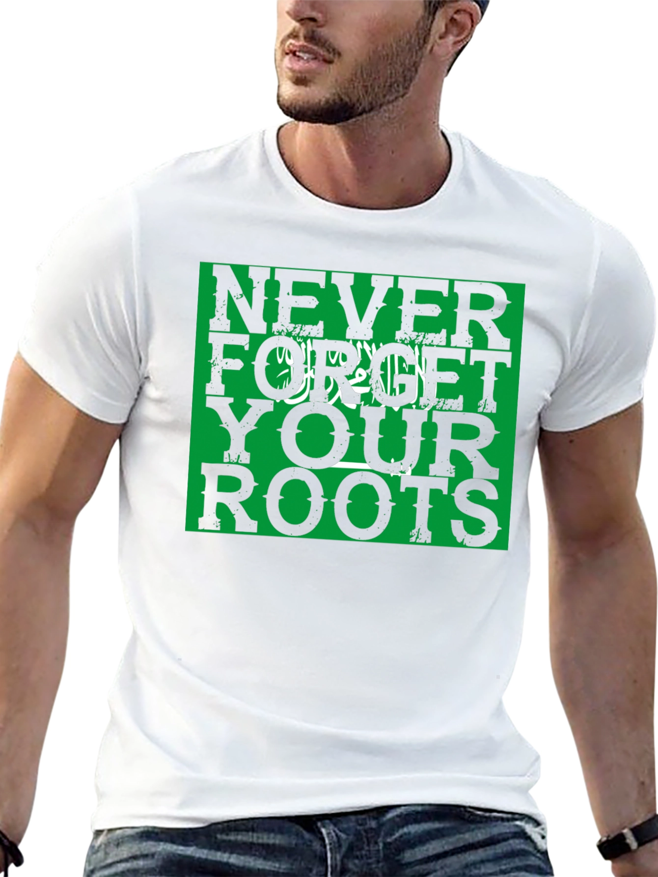 Black Never Forget Your Roots Tee - Saudi Arabia Flag view 13