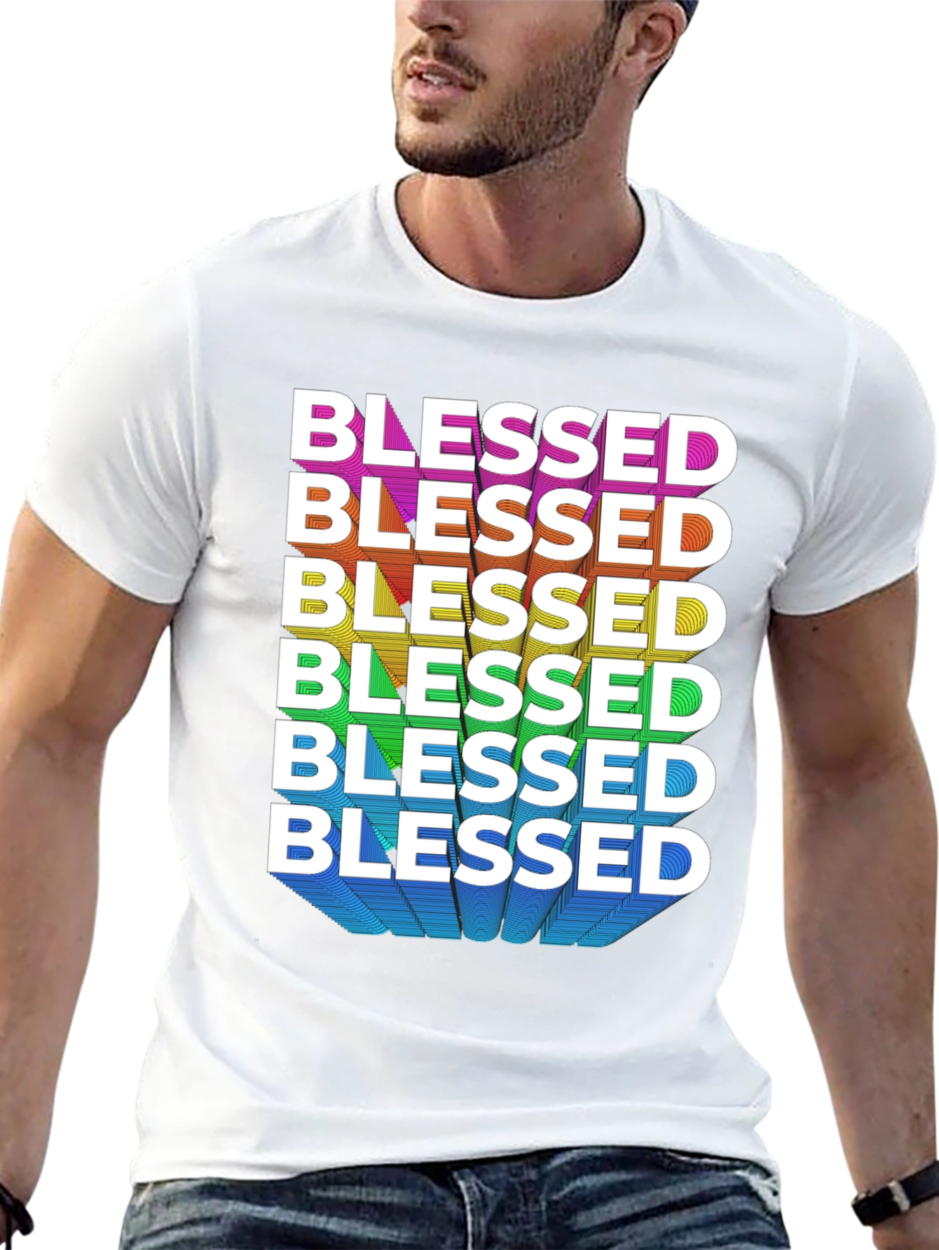 Black Blessed Rainbow Graphic Tee - Black view 13