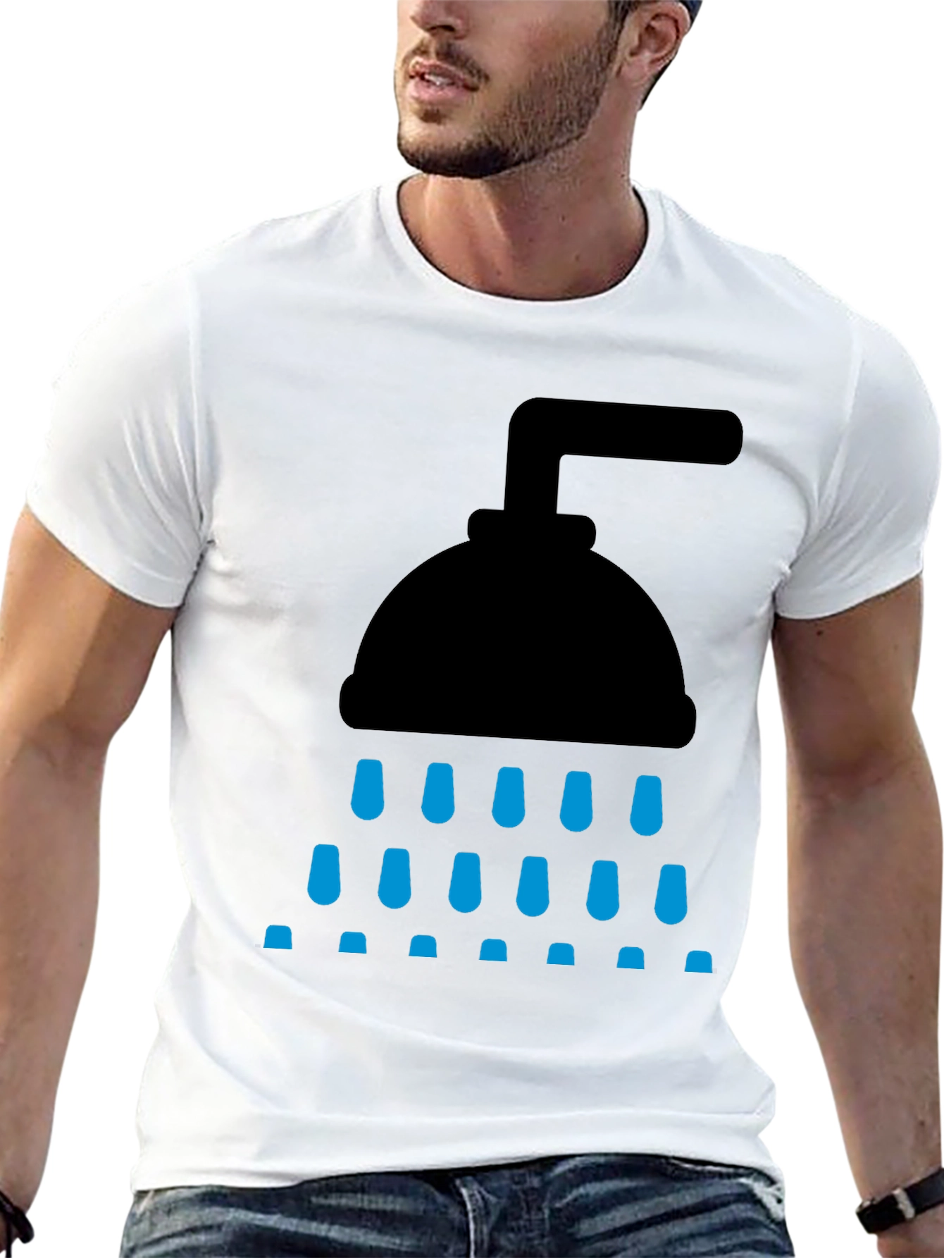 Black Shower Graphic Tee - Black Cotton Blend view 13