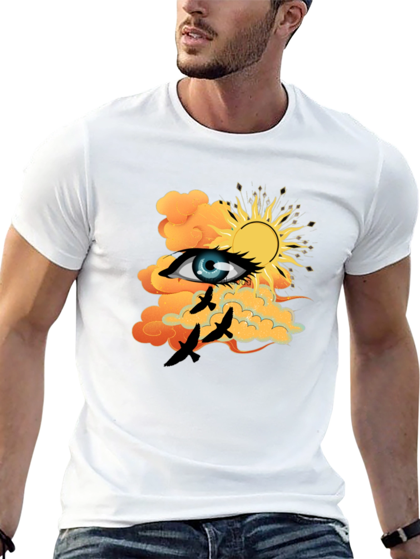 Black Eye & Sun Graphic Tee - Black Cotton Blend view 13