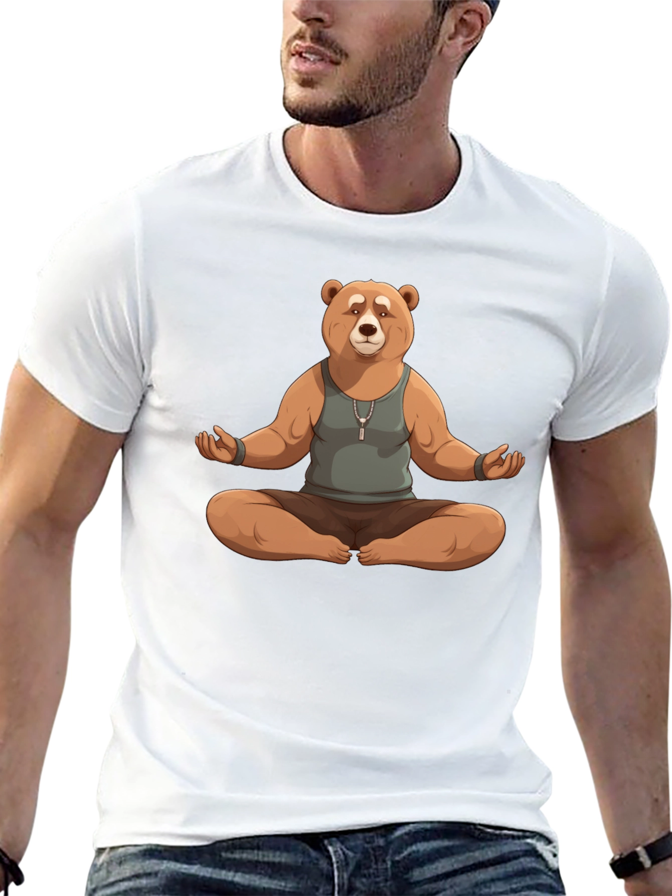 Black Meditating Bear Graphic Tee view 13