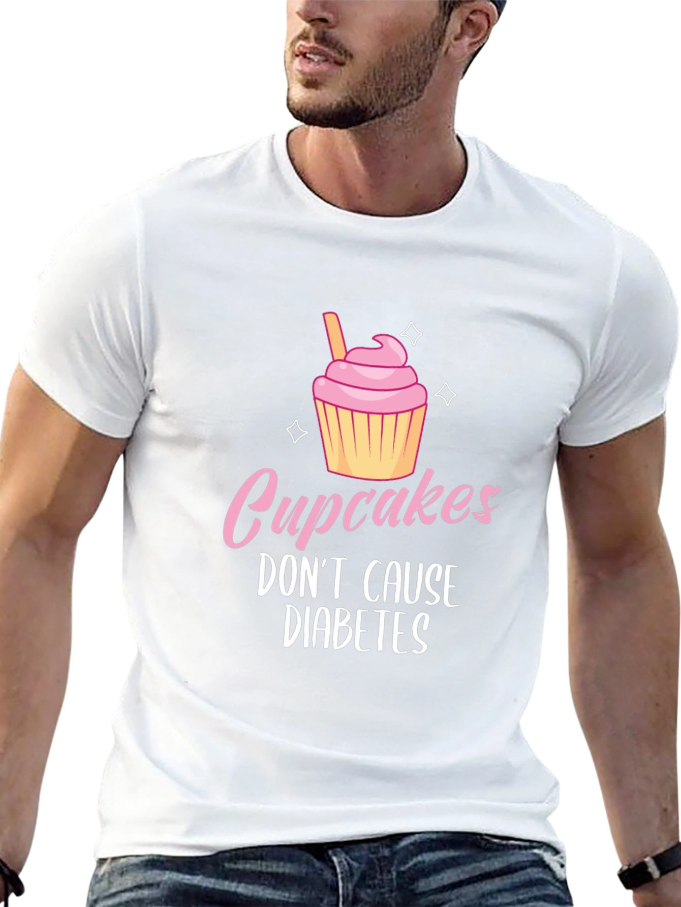 Black Cupcakes Don't Cause Diabetes Graphic Tee view 13