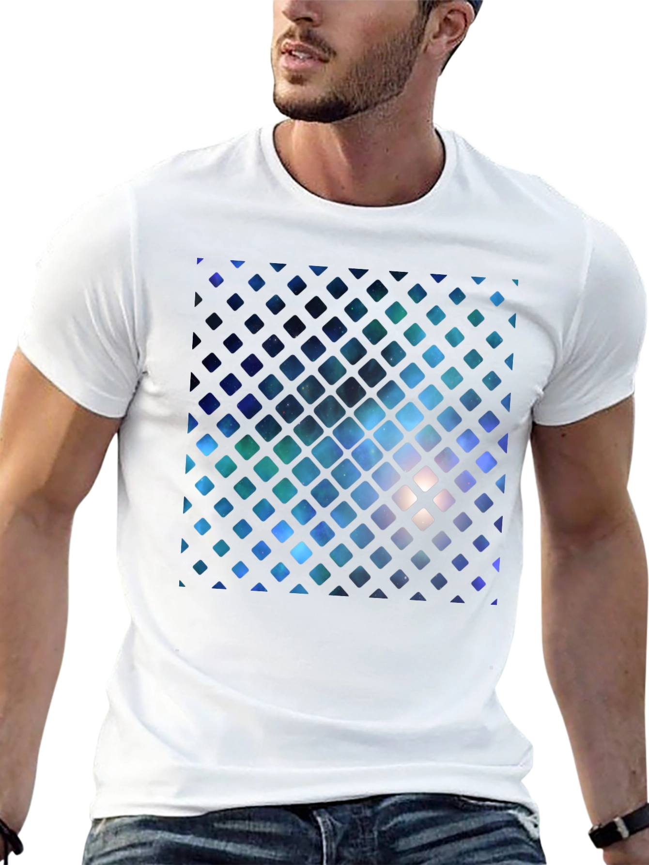Black Galaxy Grid Graphic Tee view 13