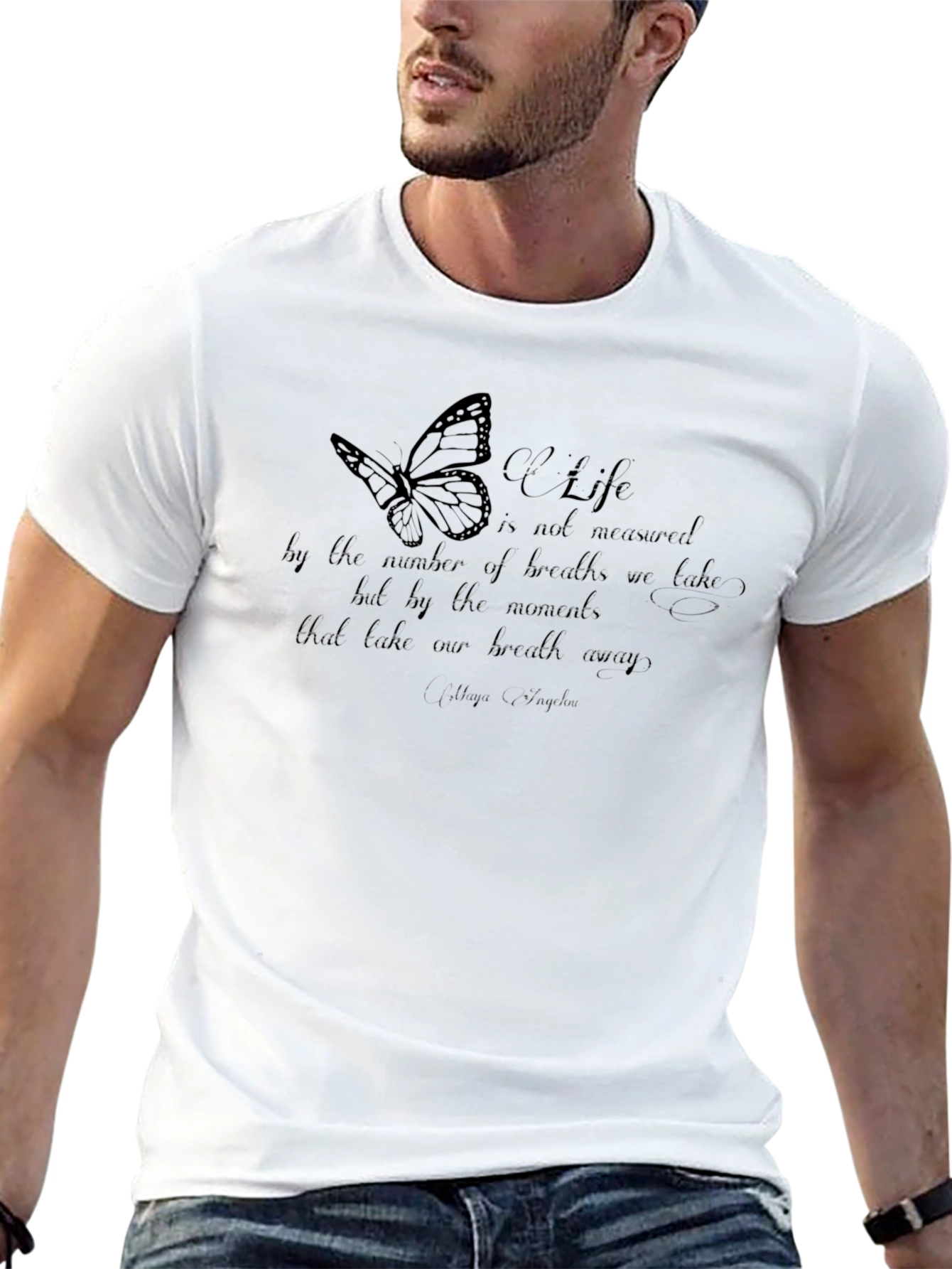 Black Life Quote Graphic Tee -  Inspirational Butterfly T-Shirt view 13