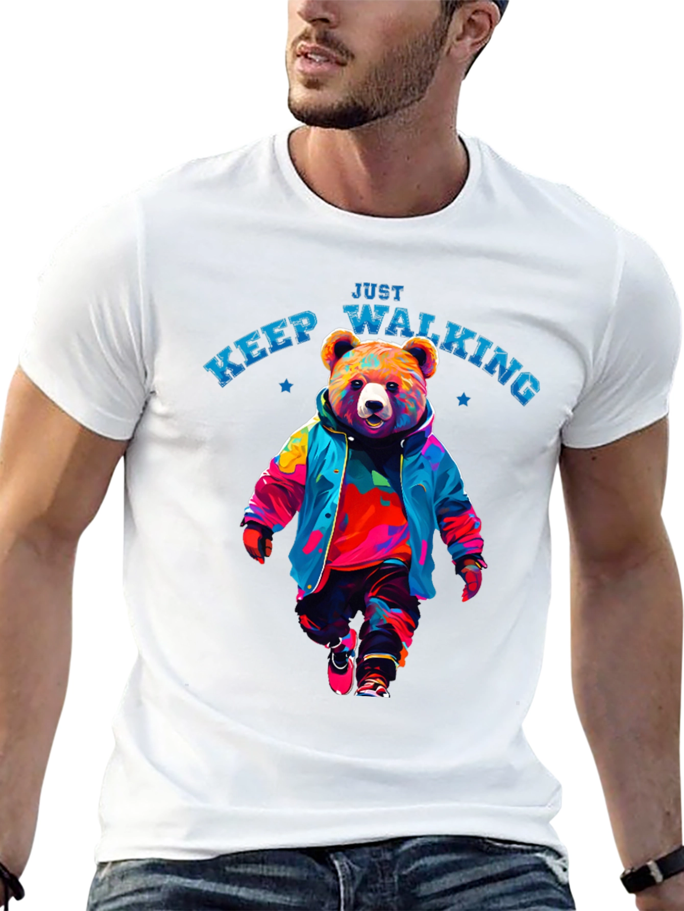 Black Just Keep Walking Bear T-Shirt view 13