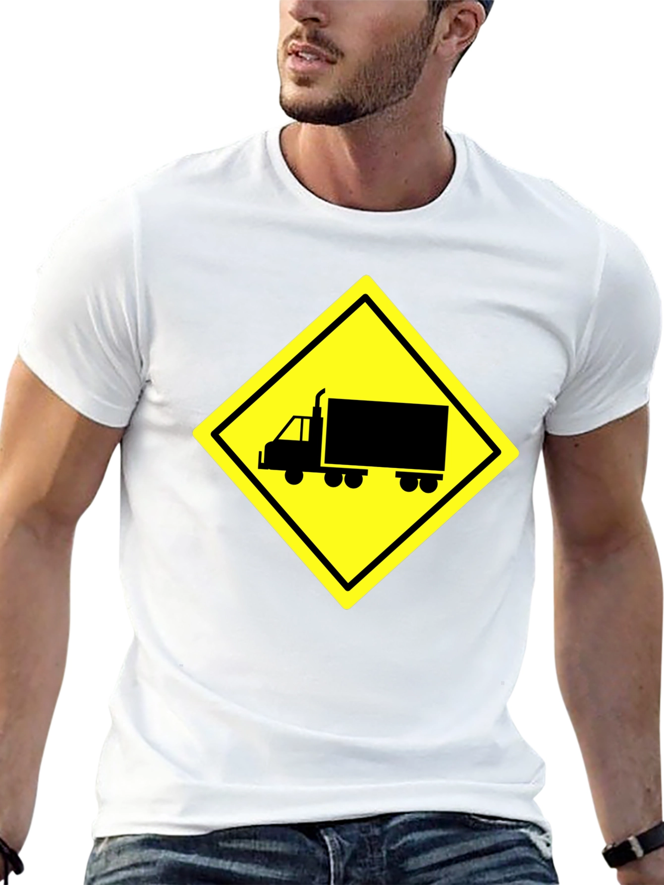 Black Truck Crossing Sign Graphic Tee - Black view 13