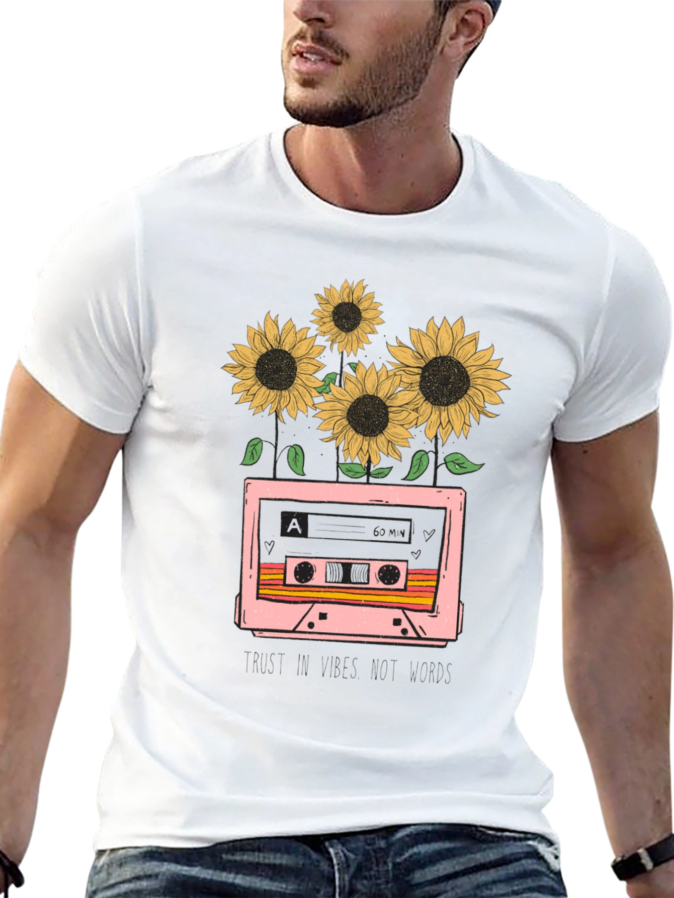 Black Sunflower Cassette Tape Graphic Tee view 13