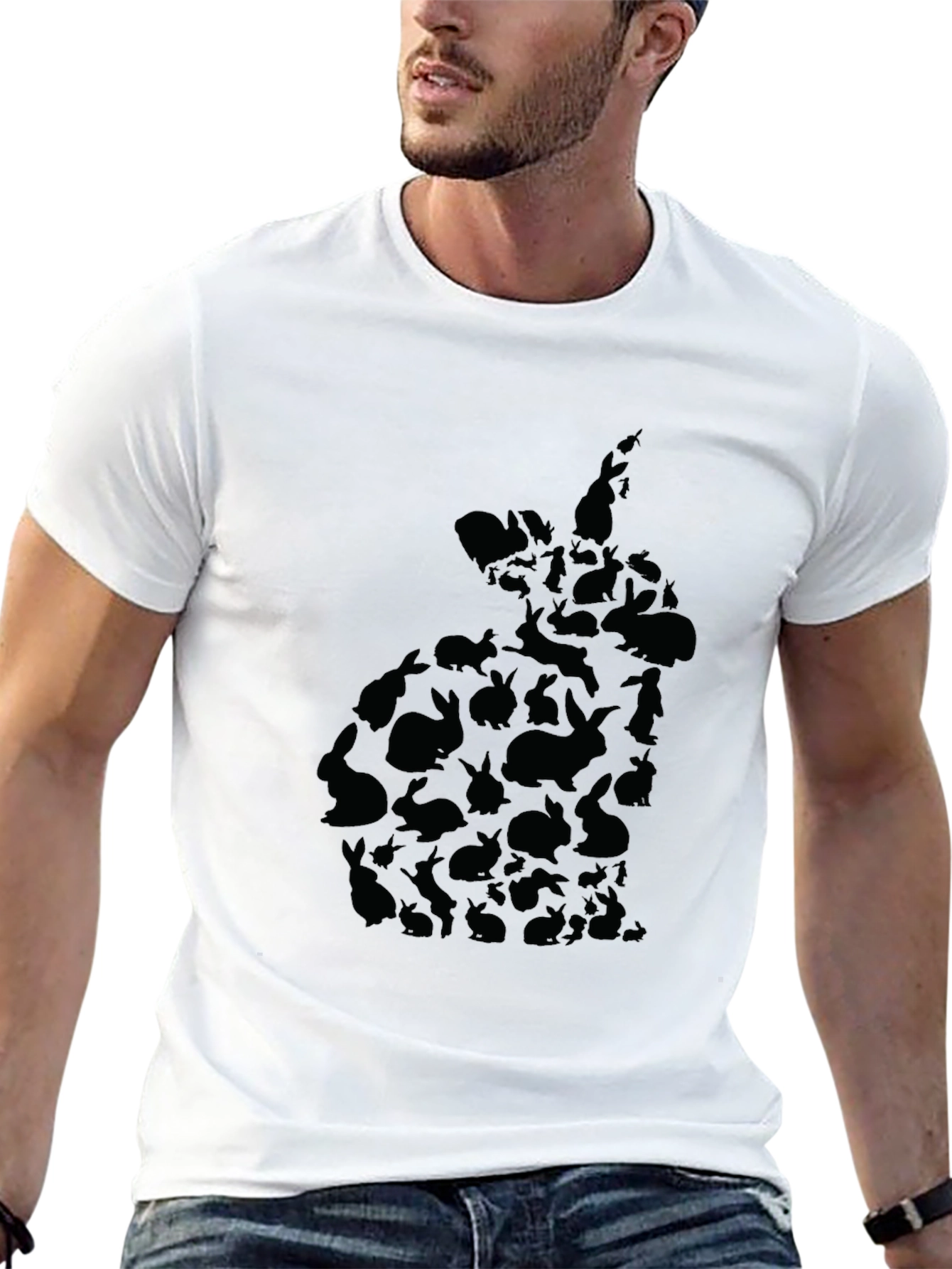 Black Rabbit Silhouette Black T-Shirt view 13