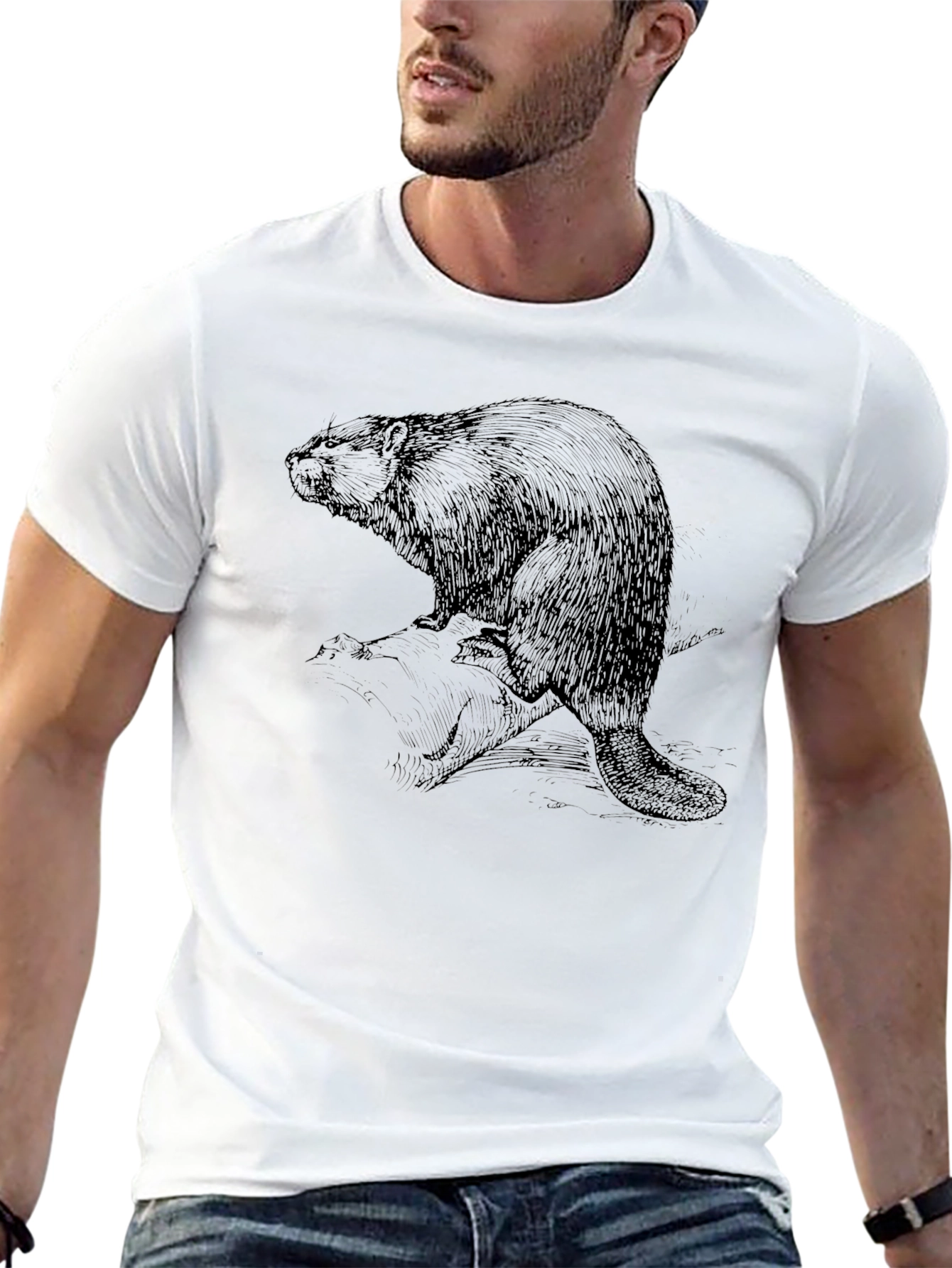 Black Beaver Graphic Tee - Black Cotton Blend view 13
