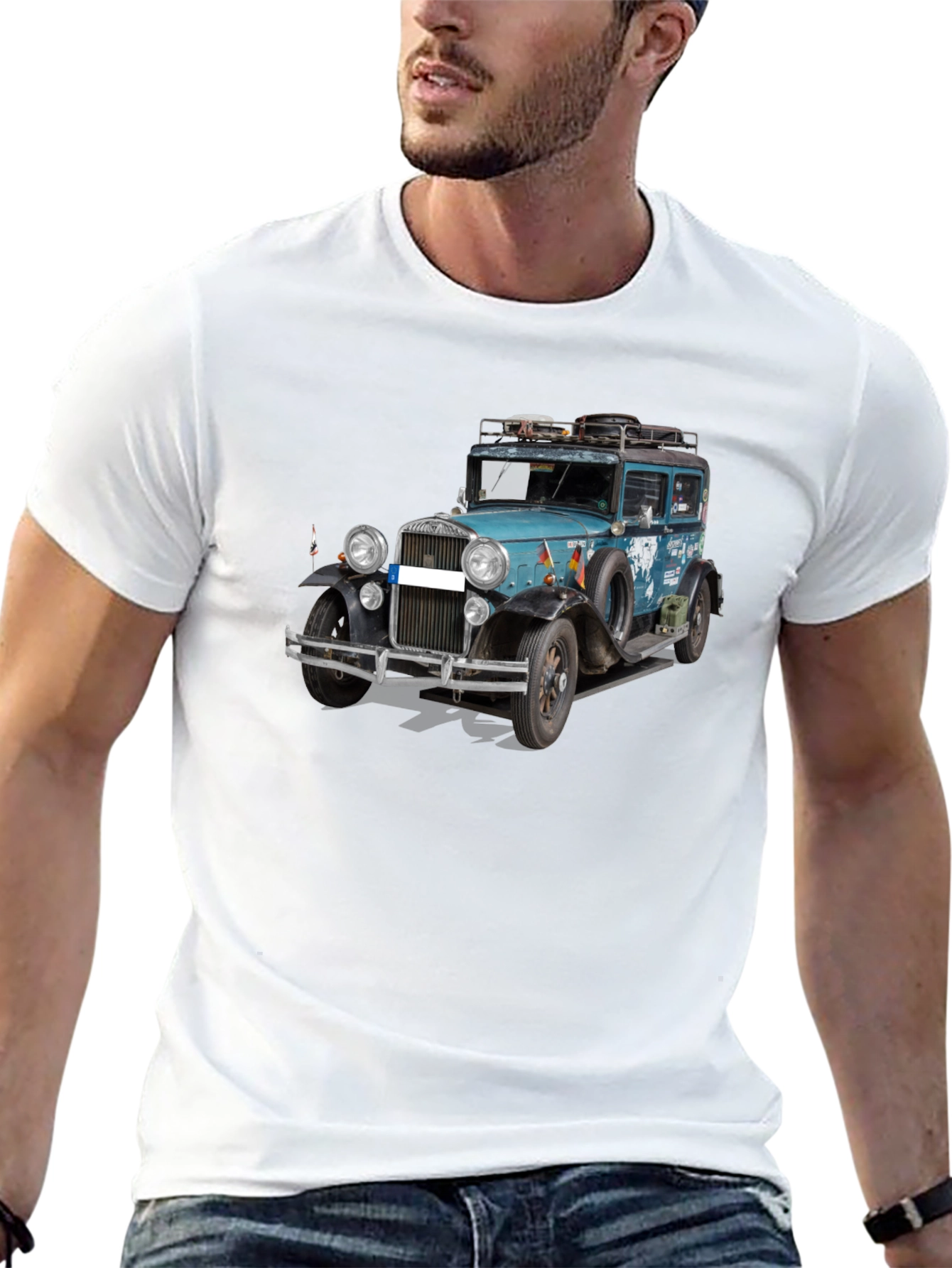 Black Vintage Car Graphic Tee - Black T-Shirt view 13