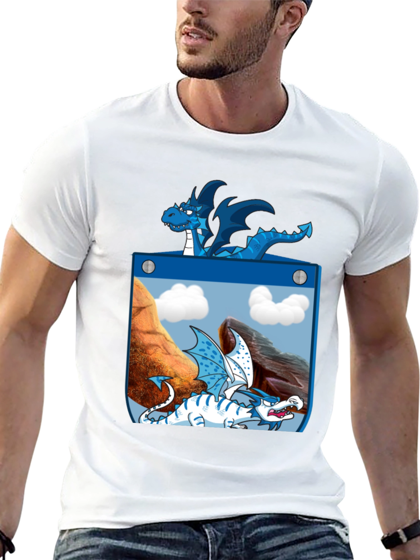 Black Dragon Pocket Graphic Tee - Fantasy Creature Design view 13
