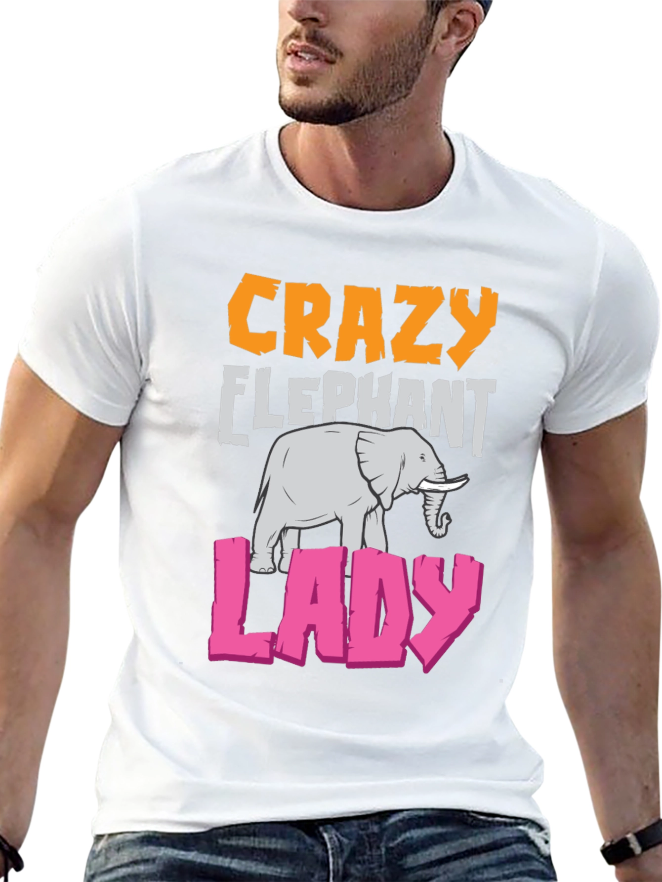 Black Crazy Elephant Lady Graphic T-Shirt view 13