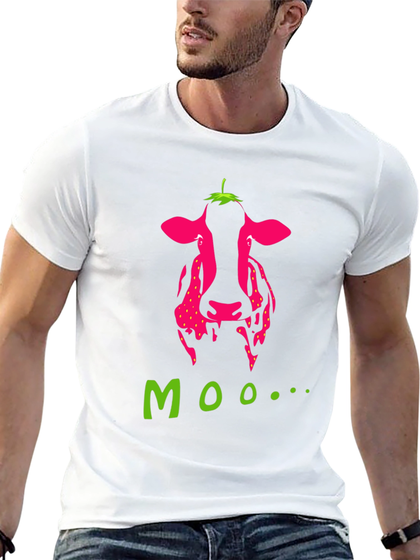 Black Strawberry Cow Moo Graphic T-Shirt - Novelty Tee view 13