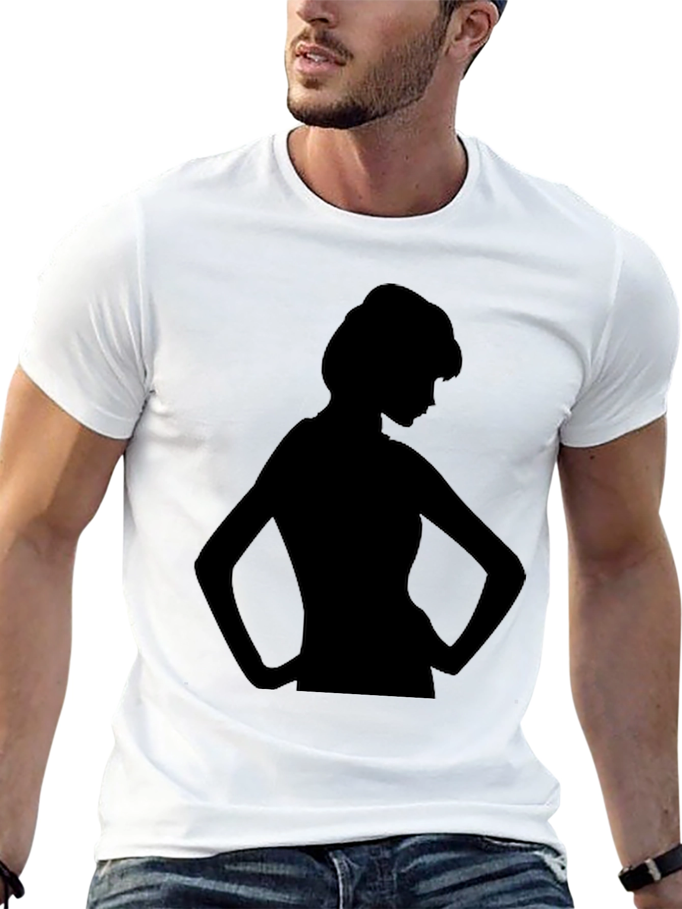 Black Silhouette Woman Graphic Tee - Black view 13