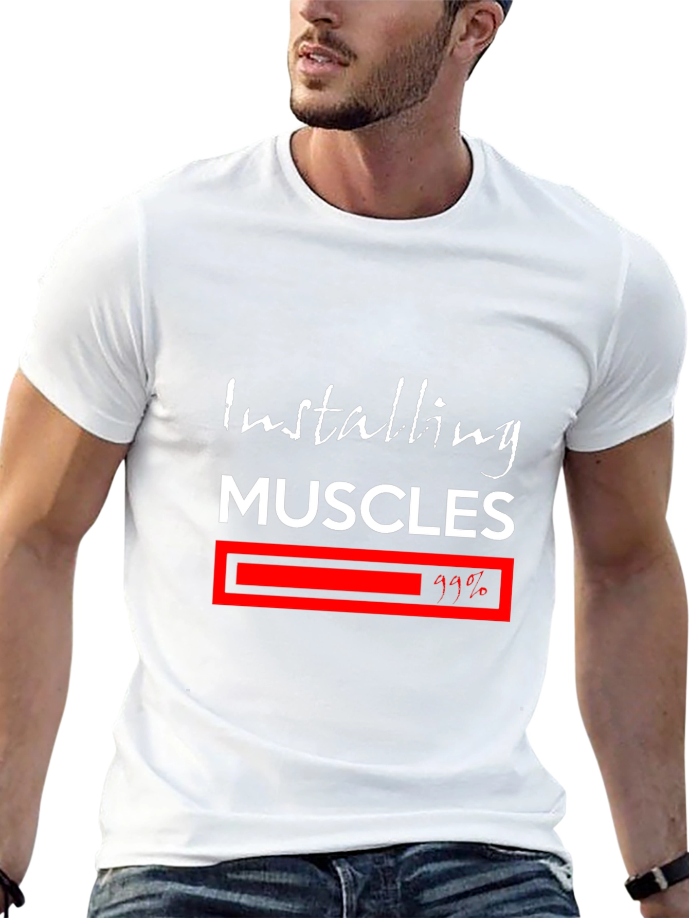 Black Installing Muscles T-Shirt - Fitness Motivation Tee view 13