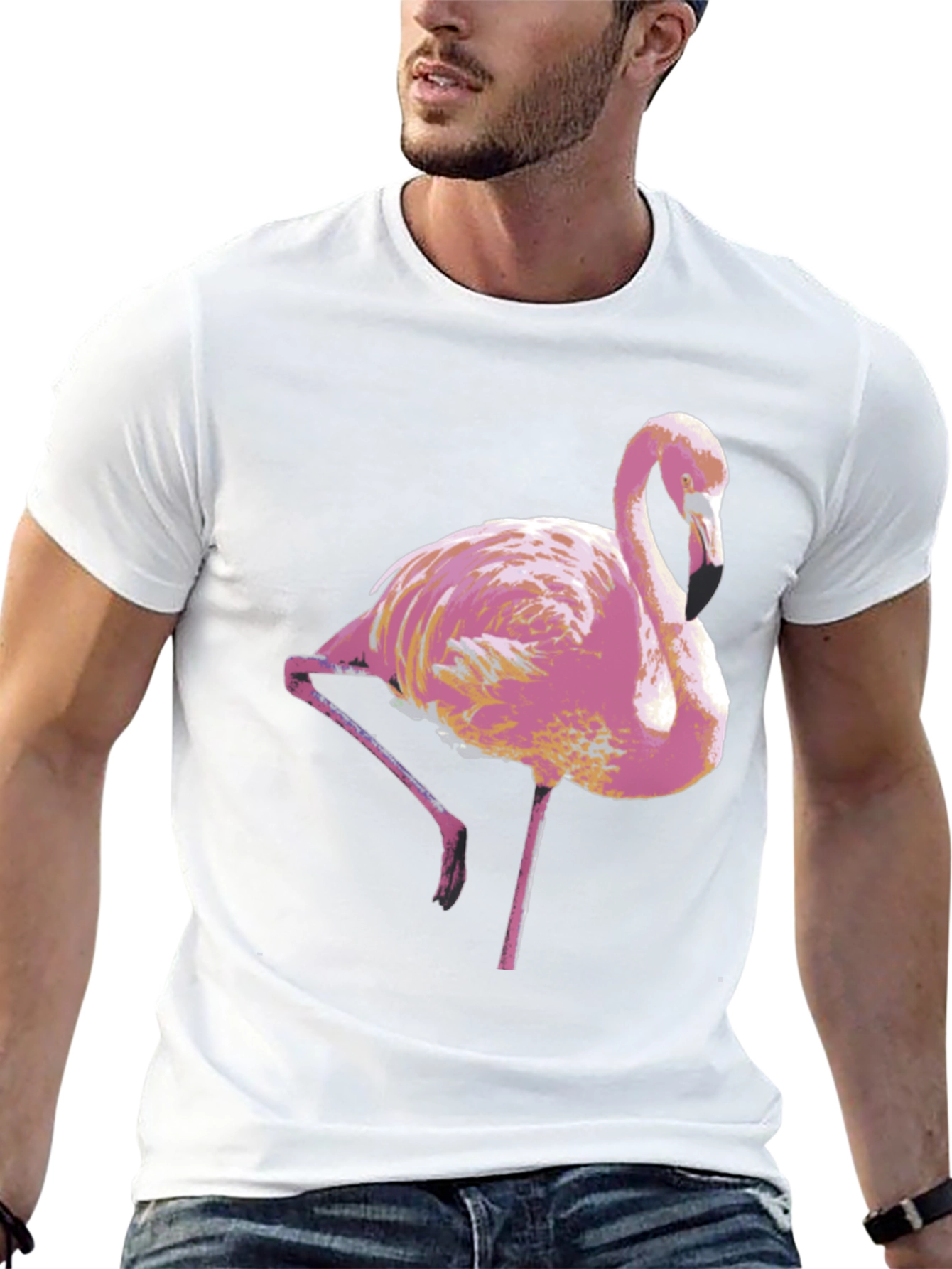 Black Pink Flamingo Graphic Tee - Stylish Men's T-Shirt view 13