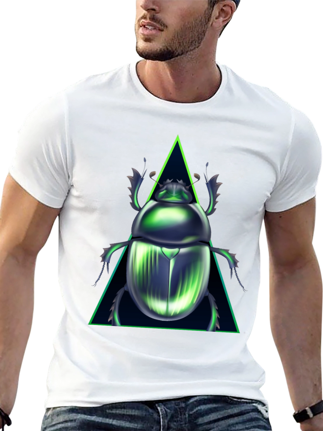 Black Emerald Scarab Beetle Graphic Tee view 13