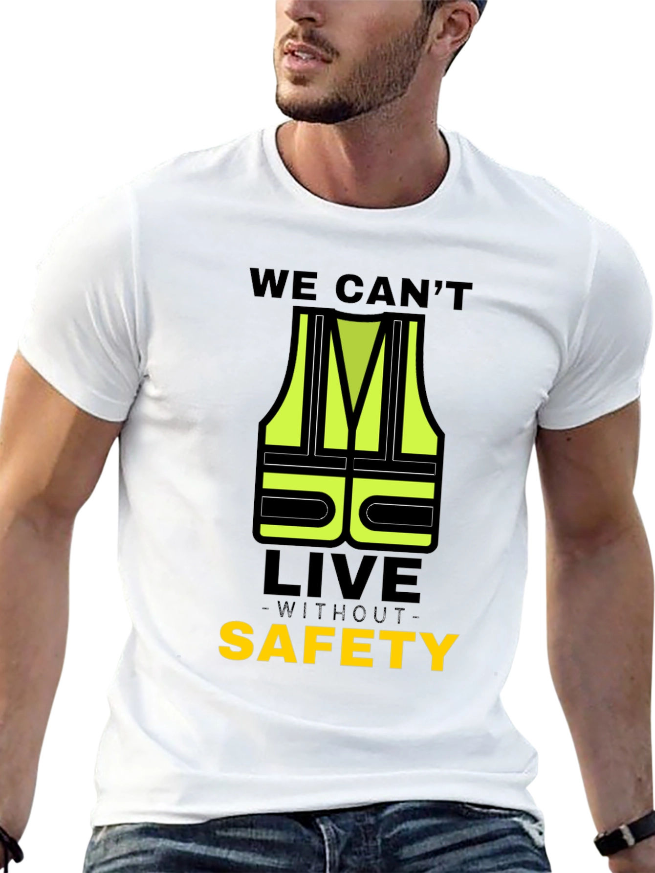Black Safety First T-Shirt - High Visibility Graphic Tee view 13