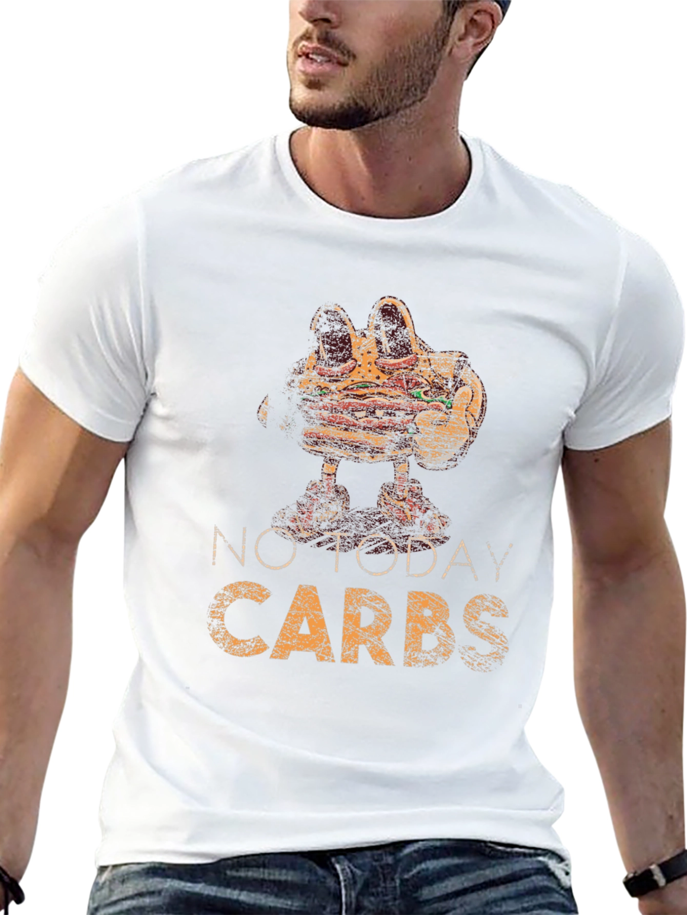Black No Today Carbs Graphic Tee Funny Diet T-Shirt view 13