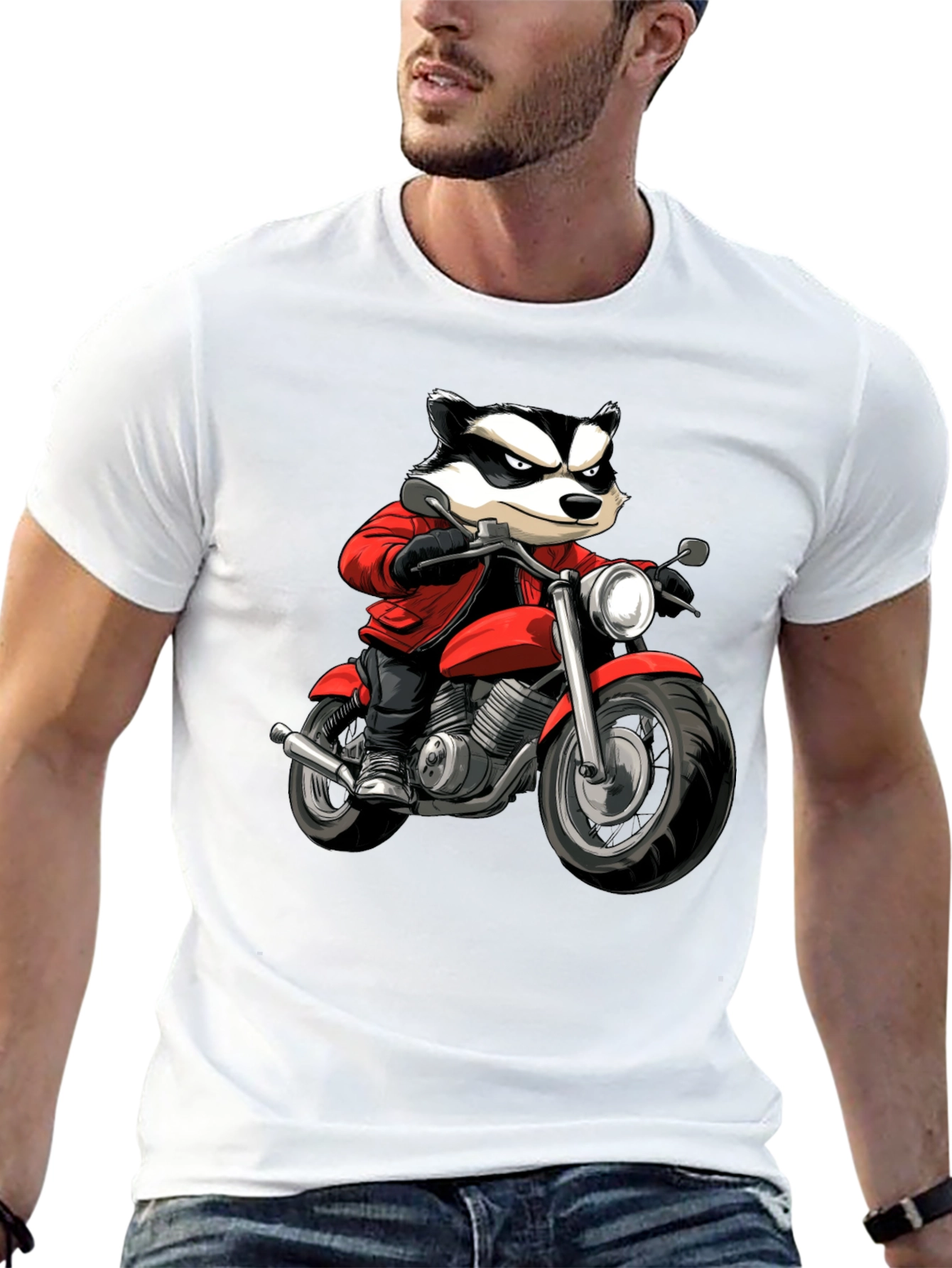 Black Badger Biker Graphic T-Shirt - Cool Cartoon Ride view 13