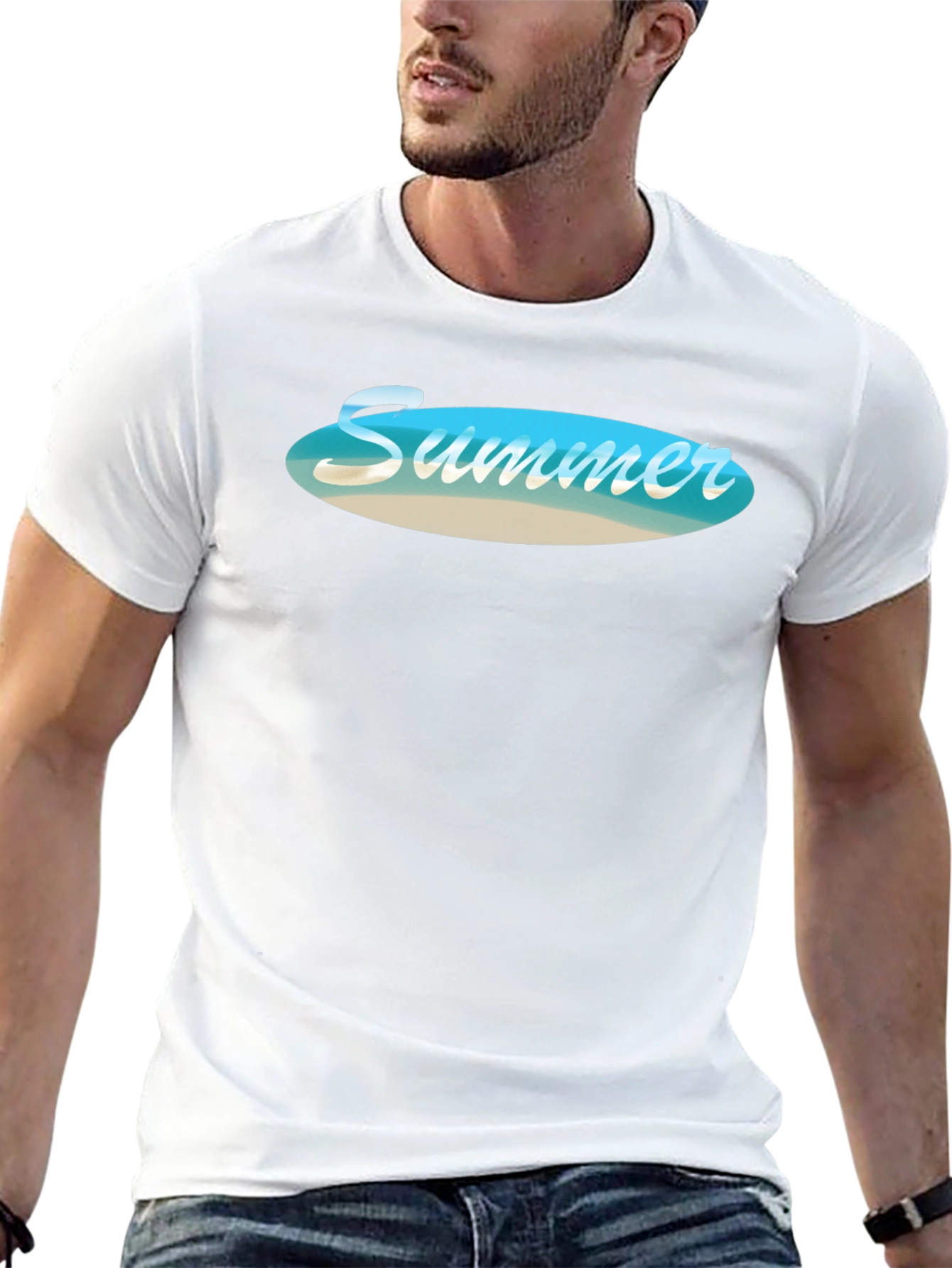 Black Summer Beach Vibe Black T-Shirt view 13